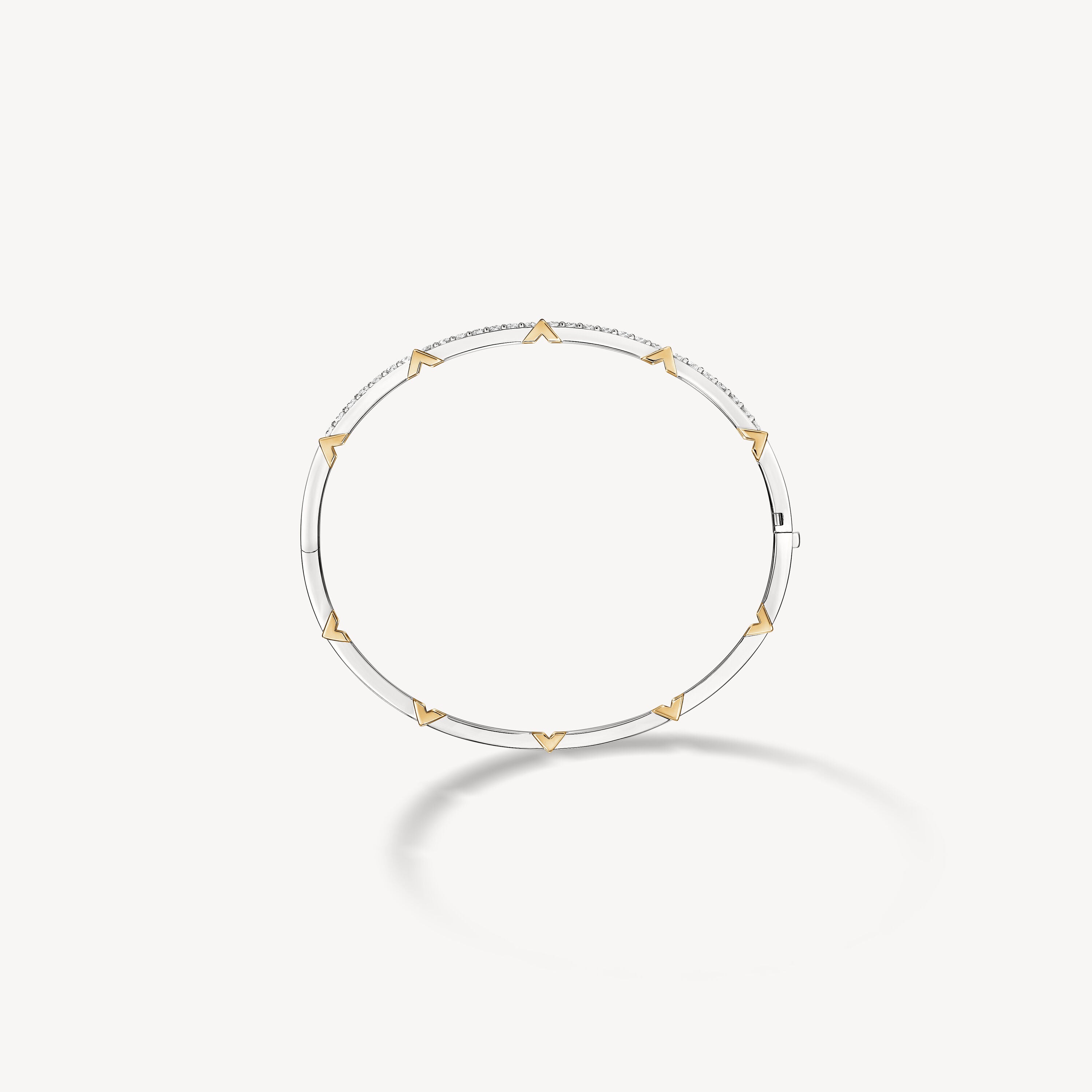 18KW/Y Hearts On Fire Copley Half Pave Diamond Bangle Bracelet