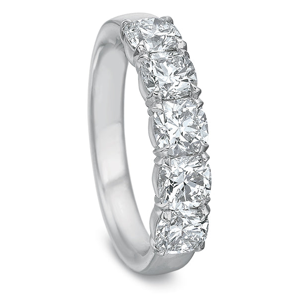 18KW Precision Set Silkfit 5-Stone Cushion Diamond Band