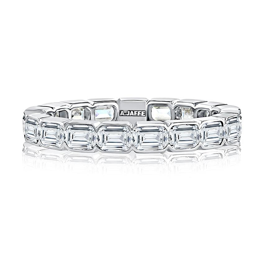 14KW A. Jaffe Emerald Cut Bezel Eternity Diamond Wedding Band