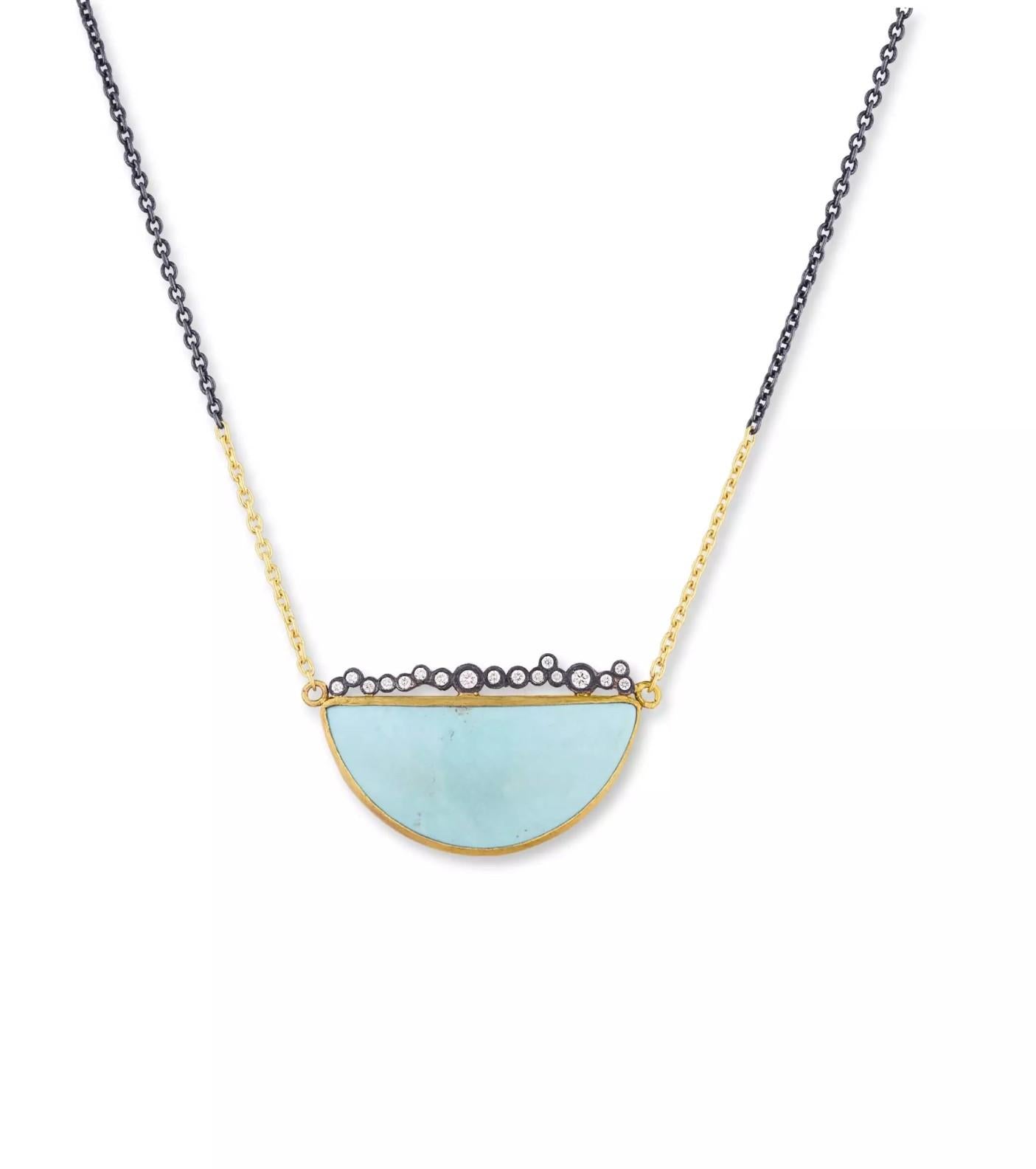 SS/24KY Lika Behar Dylan Half Moon Turquoise and Diamond Necklace