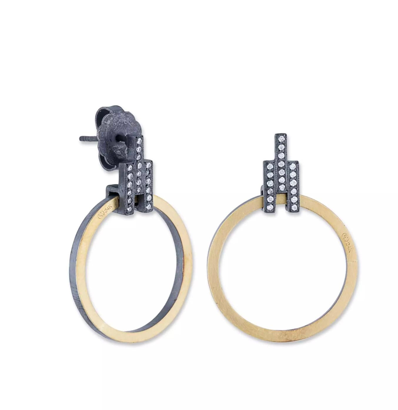 SS/24KY Lika Behar Fusion Deck Diamond Accent Earrings