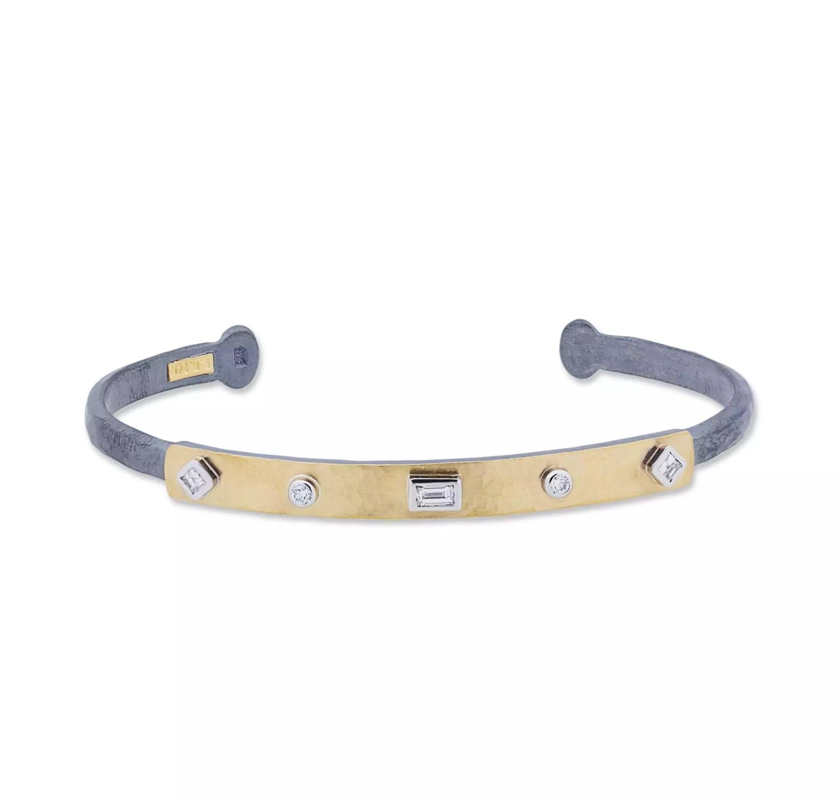 SS/24KY Lika Behar Stockholm Mixed Shape Diamond Open Cuff Bracelet