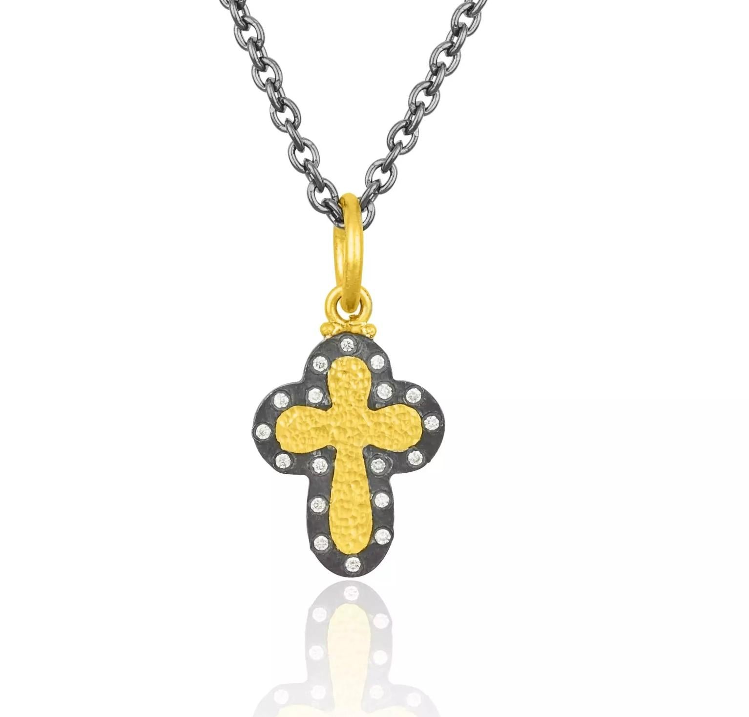SS/24KY Lika Behar Chase Puffy Cross Diamond Pendant