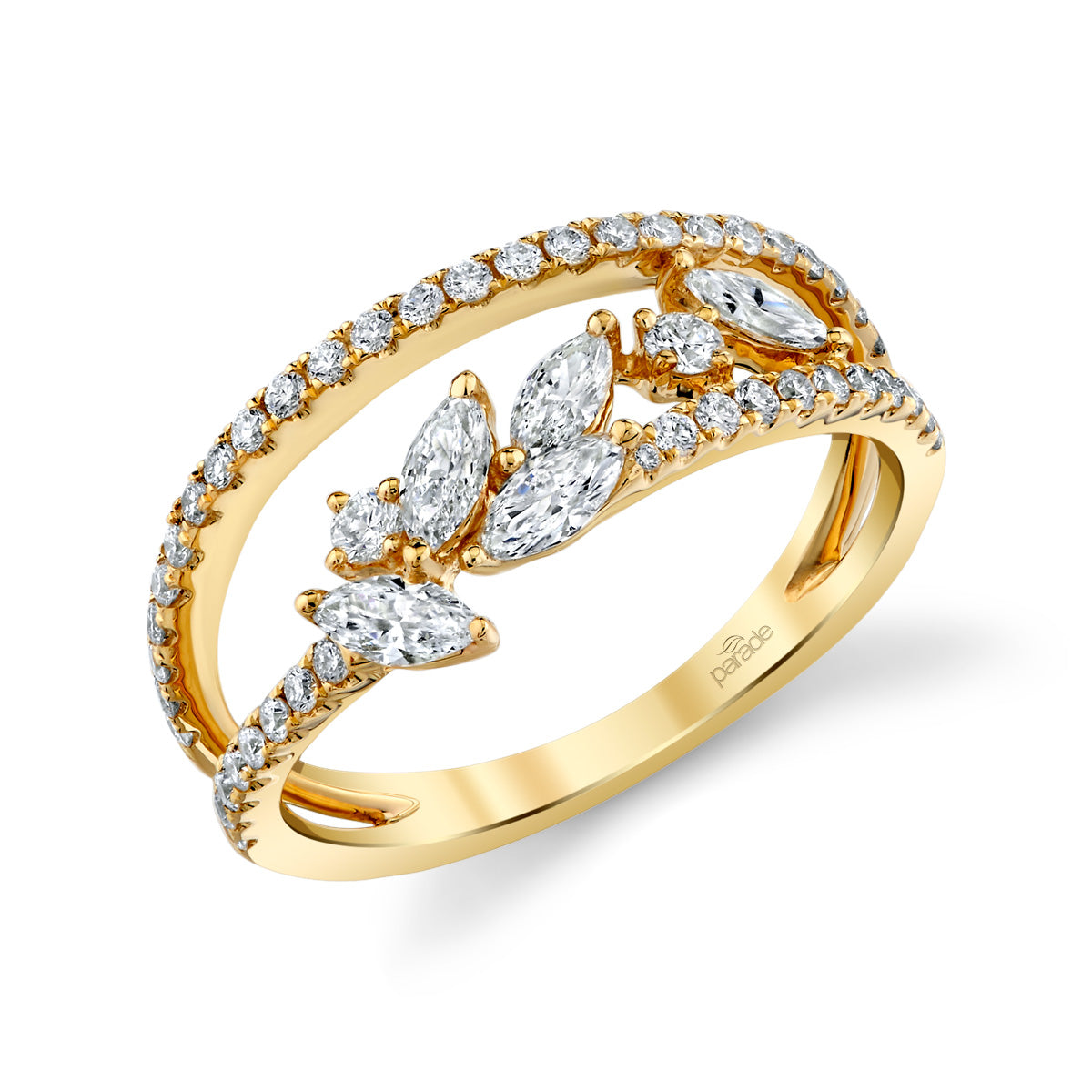 18KY Parade Split Band with Marquise Diamond Accent