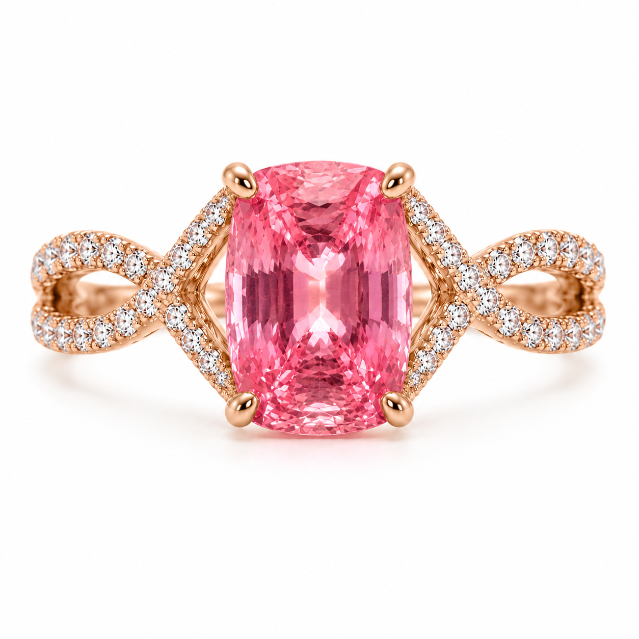 18KR Williams Signature Padparadscha Ring with Diamond Accent