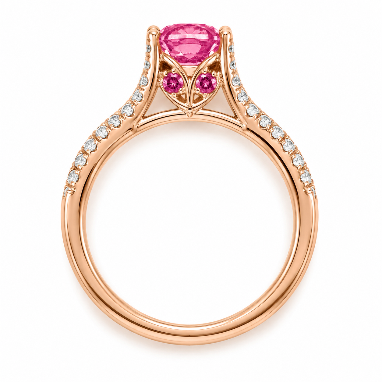 18KR Williams Signature Padparadscha Ring with Diamond Accent