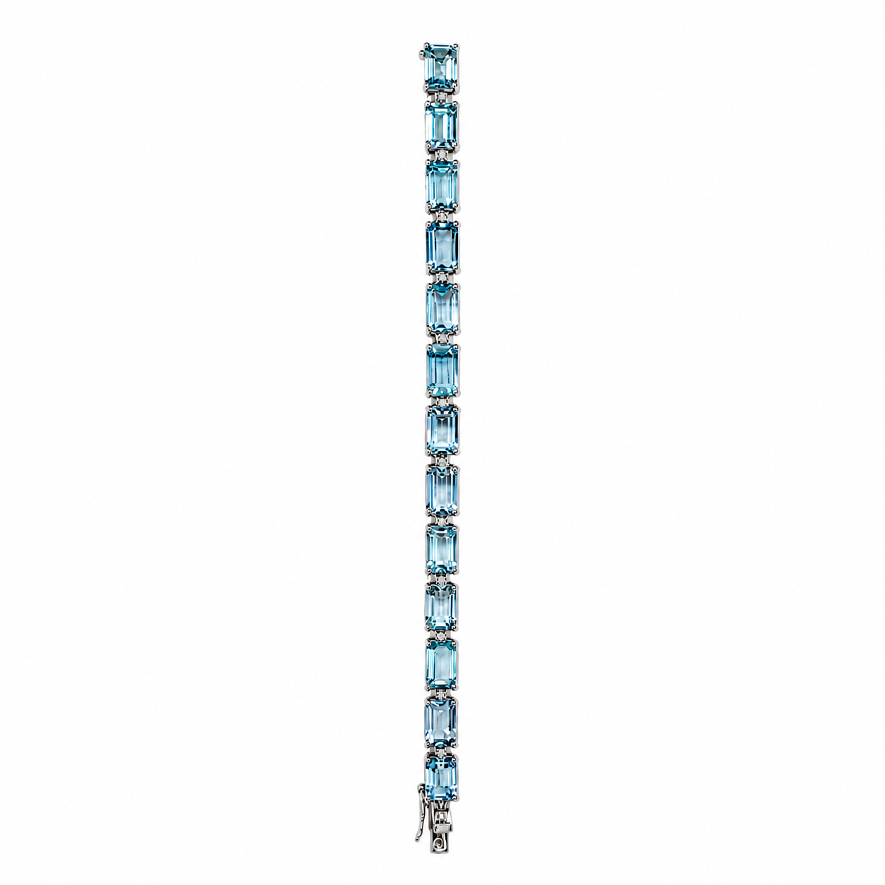 18KW Estate Aquamarine Tennis Bracelet with Diamond Accents