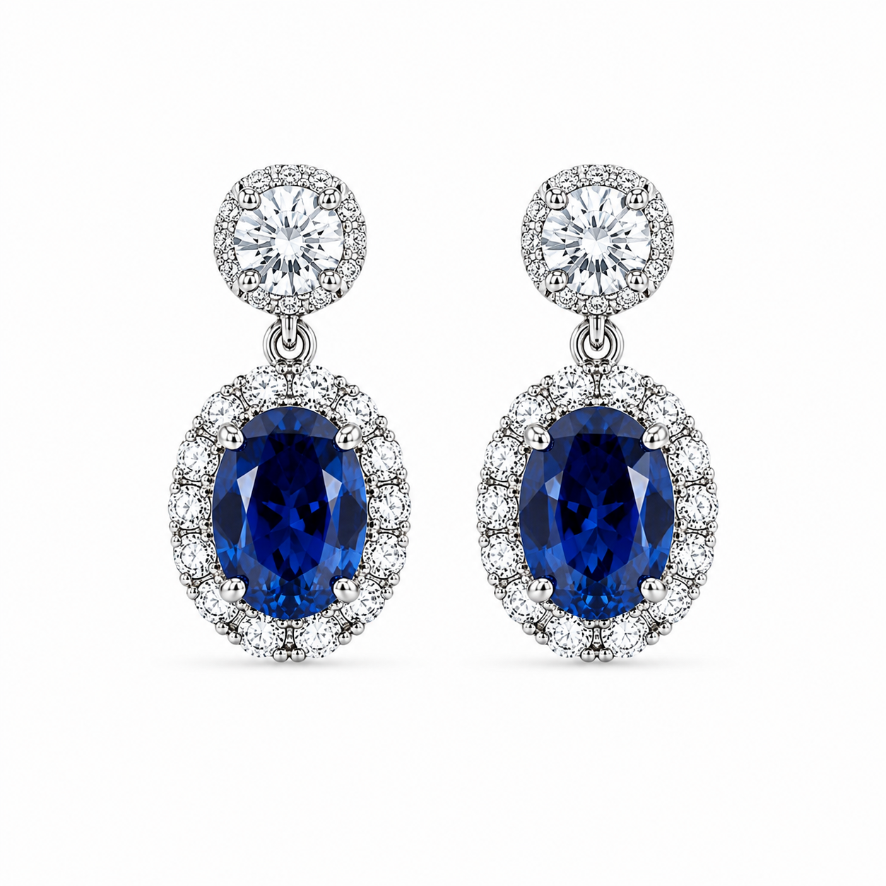 18KW Williams Signature Sapphire and Diamond Dangle Earrings