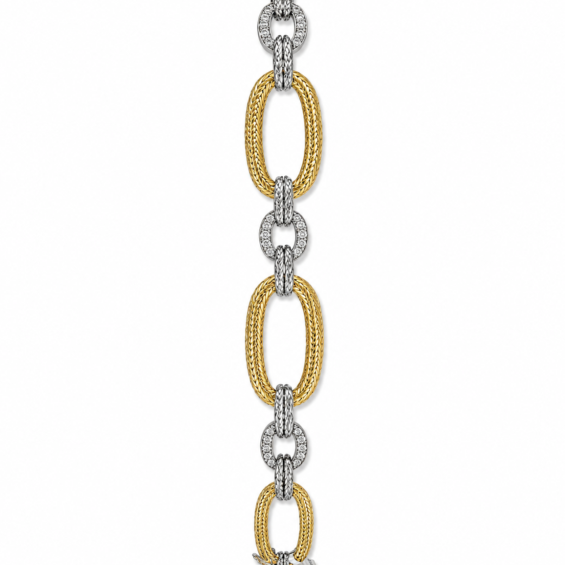 18KY/W Estate Woven Link Bracelet with Diamond Accent