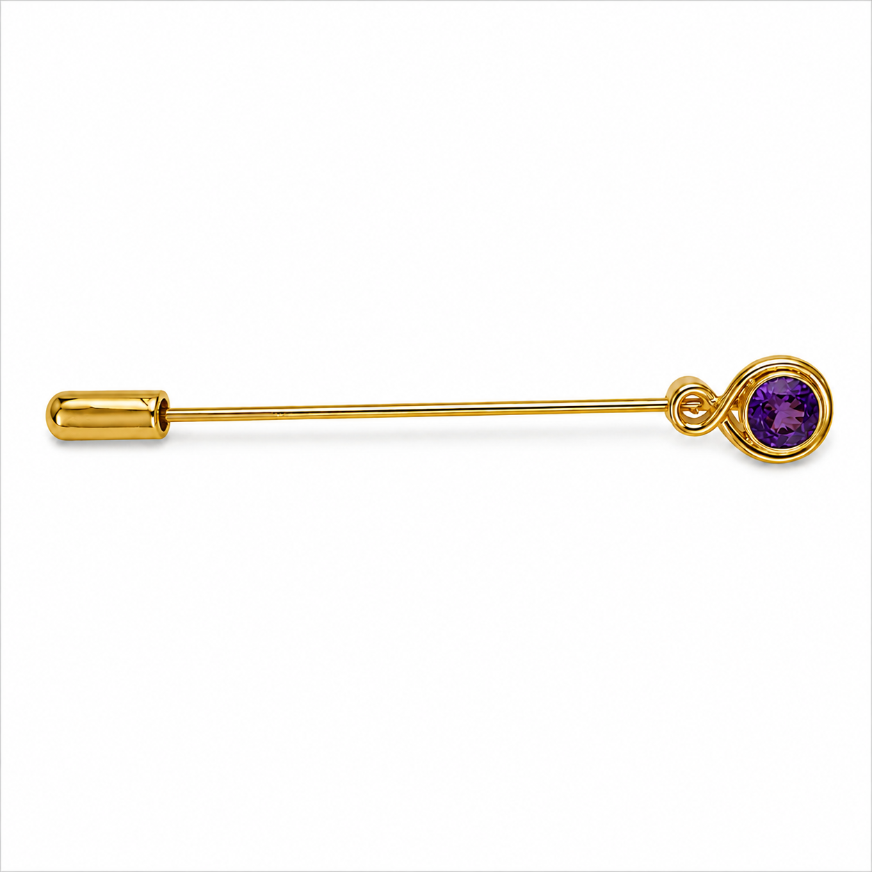 14KY Estate Amethyst Accent Stick Pin
