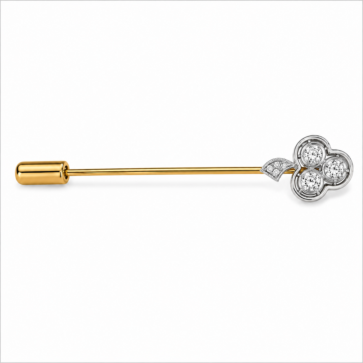 14KY Estate Diamond Clover Accent Stick Pin