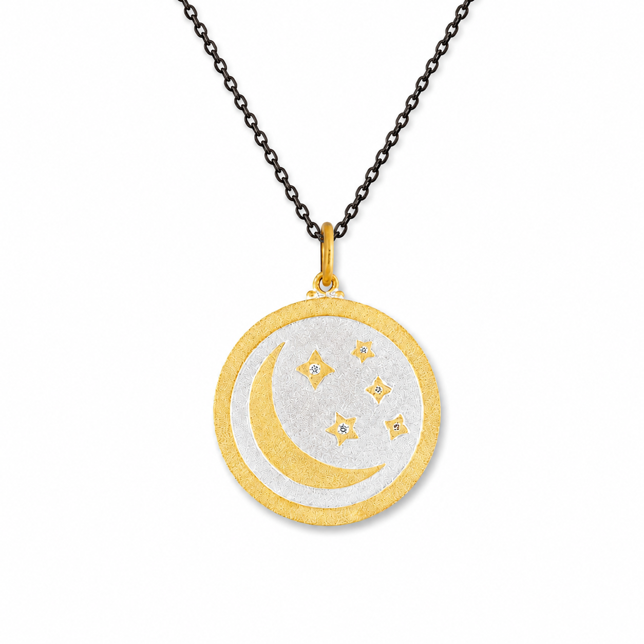 SS/24KY Lika Behar Half Moon and Stars Diamond Medallion Pendant