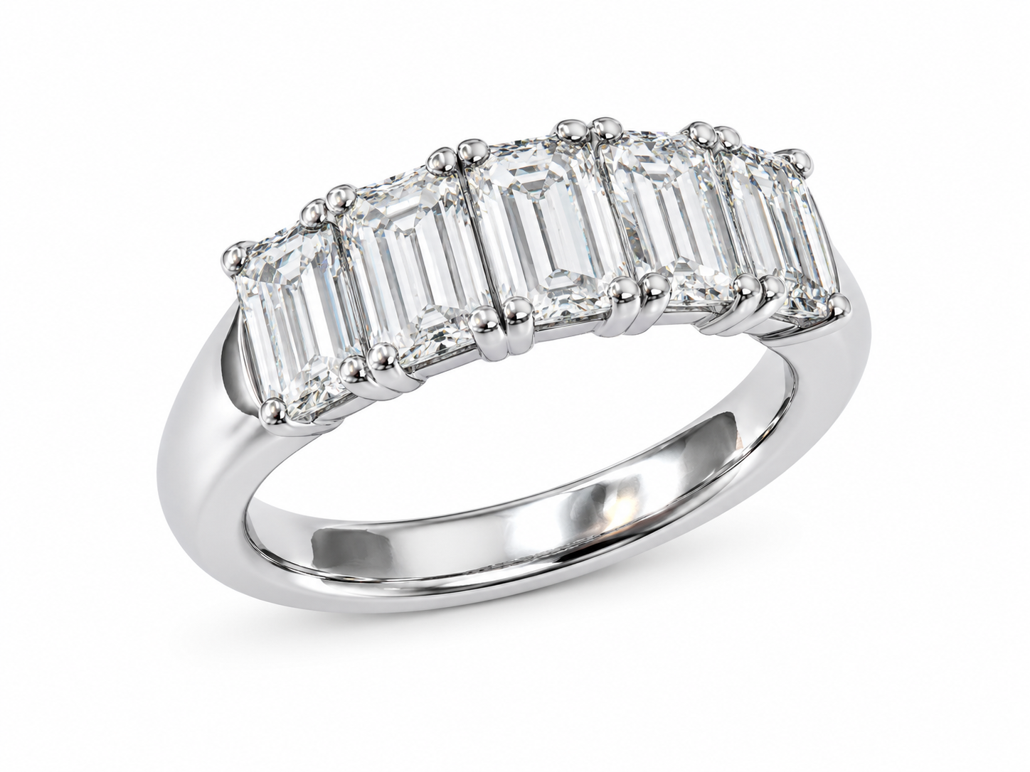 18KW Williams Signature Five Stone Lab Grown Emerald Cut Diamond Band