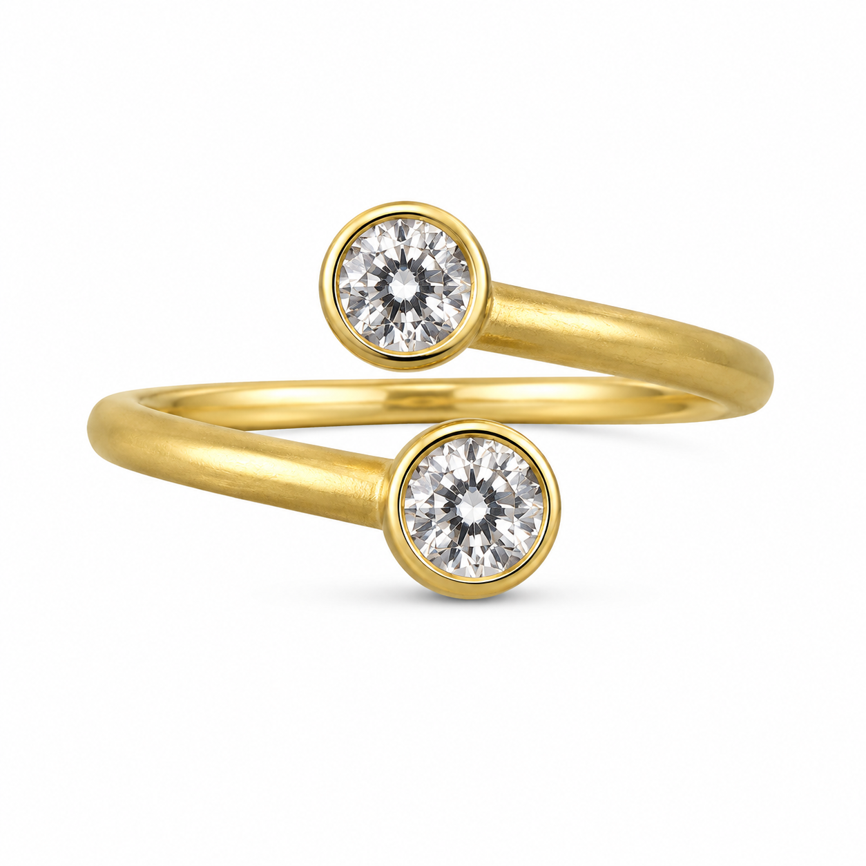 14KY Dilamani Open Bypass Ring with Bezel set Diamonds