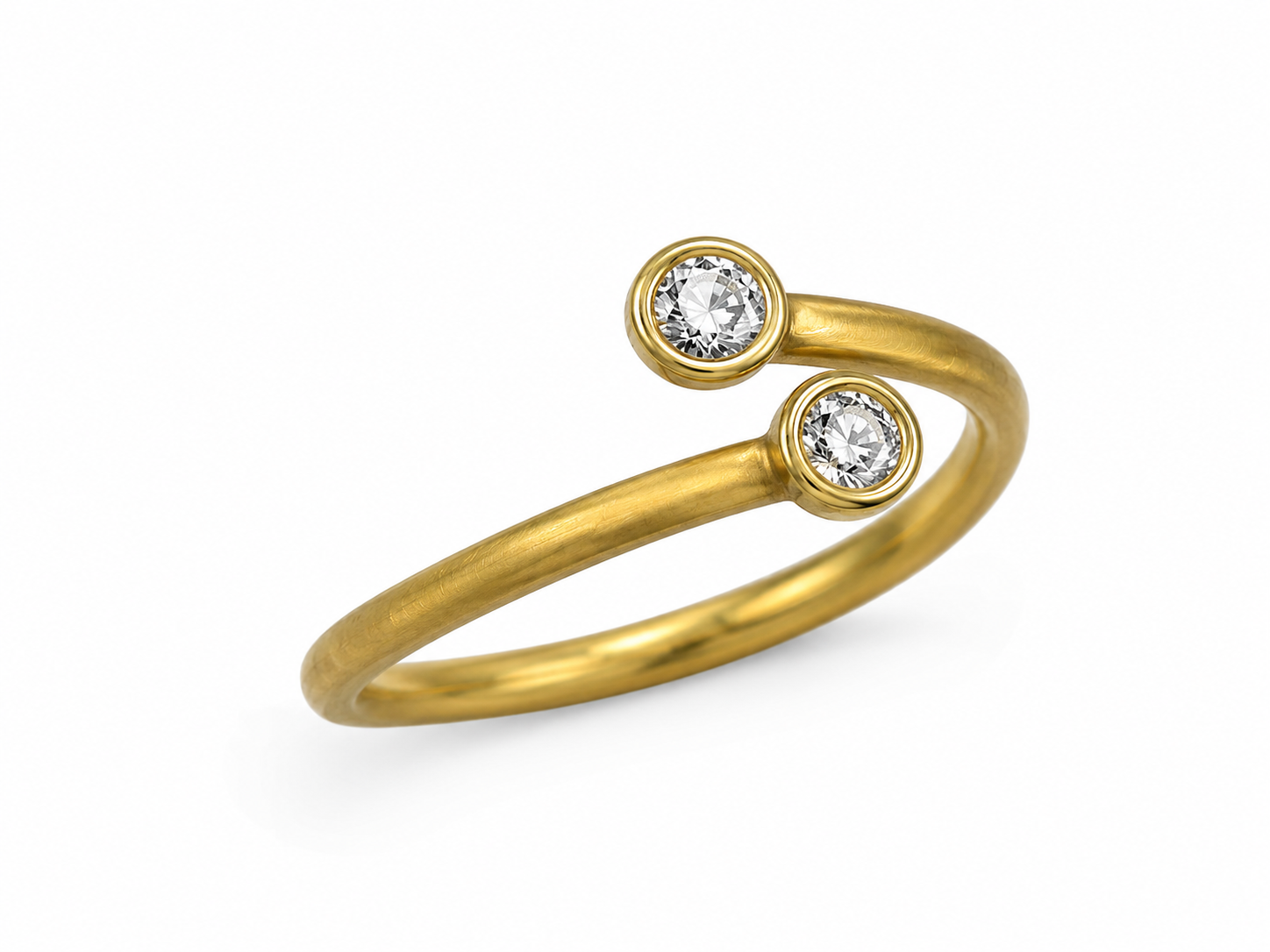 14KY Dilamani Open Bypass Ring with Bezel set Diamonds