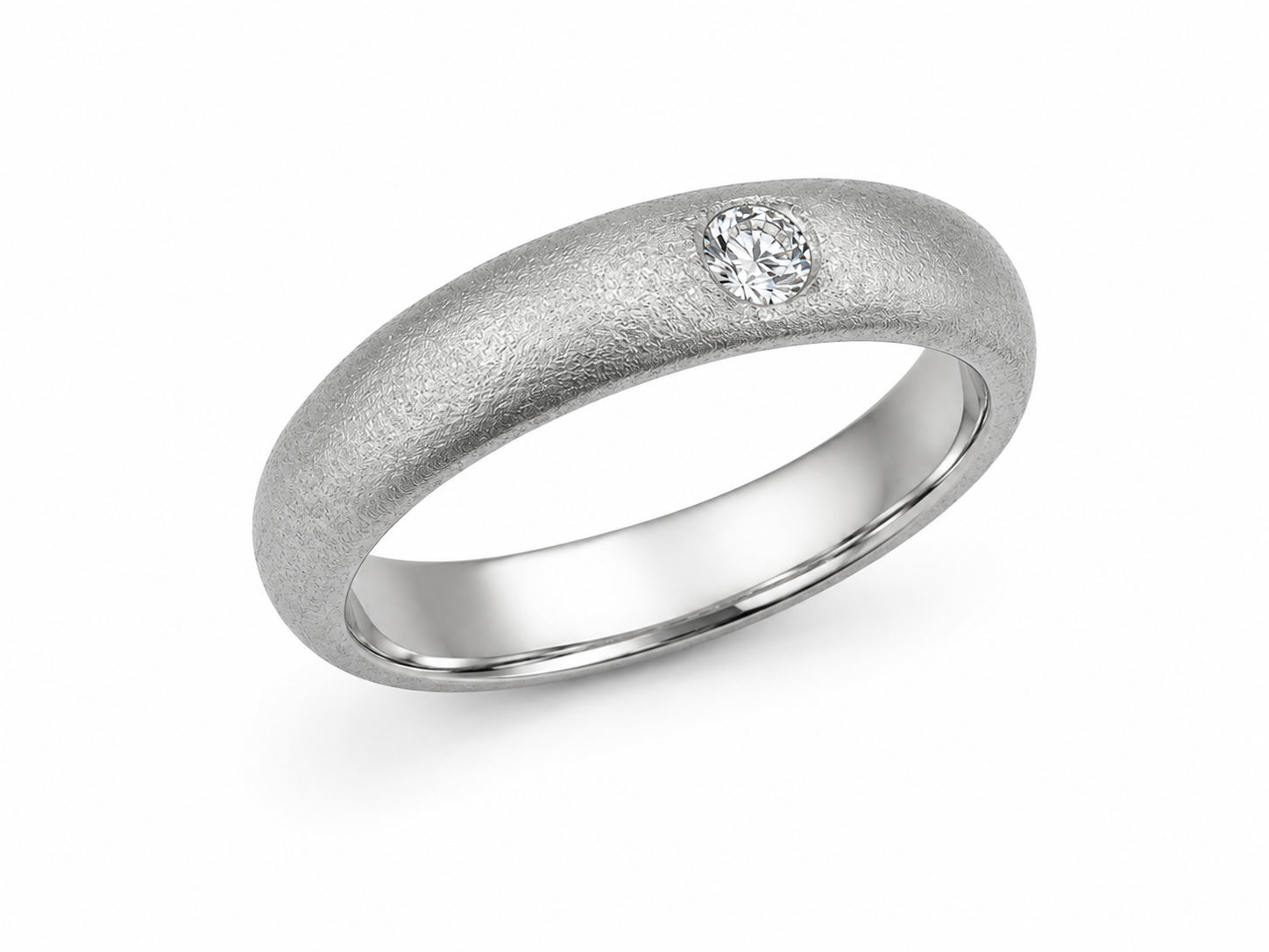 14KW Dilamani Bezel Set Diamond Ring with Sandblast Finish
