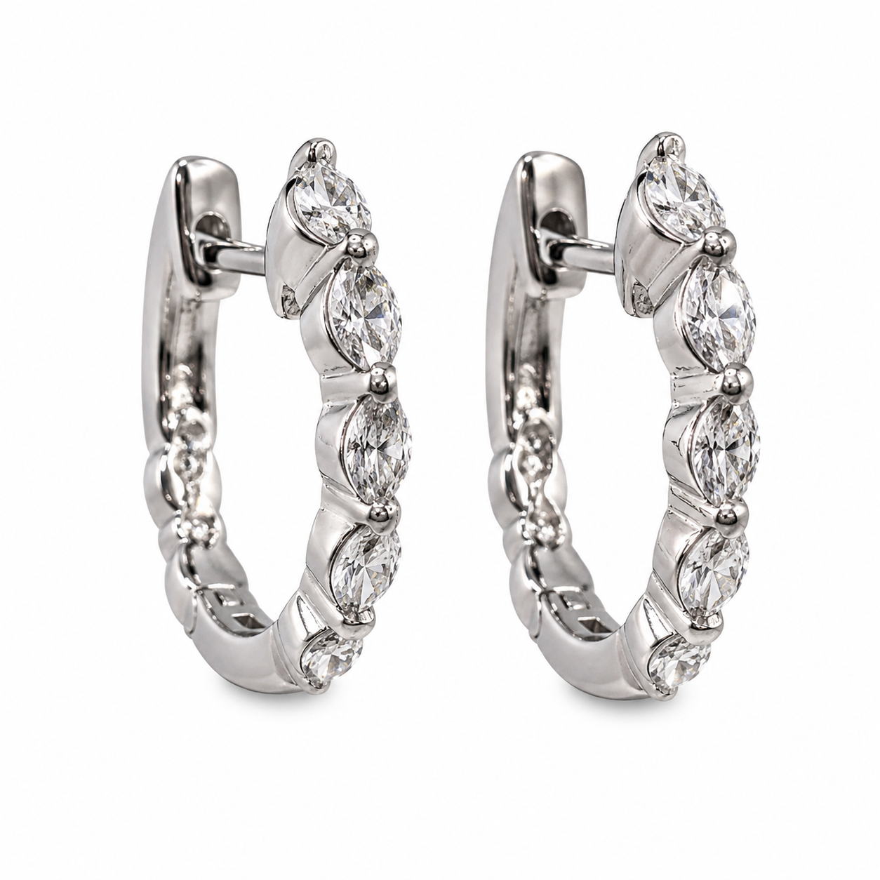 18KW Williams Signature Diamond Hoop Earrings