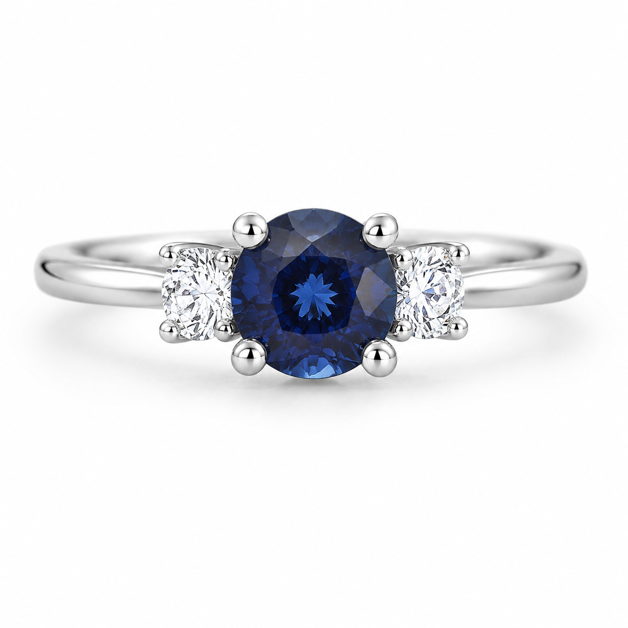 18KW Williams Signature Blue Sapphire Three Stone Ring