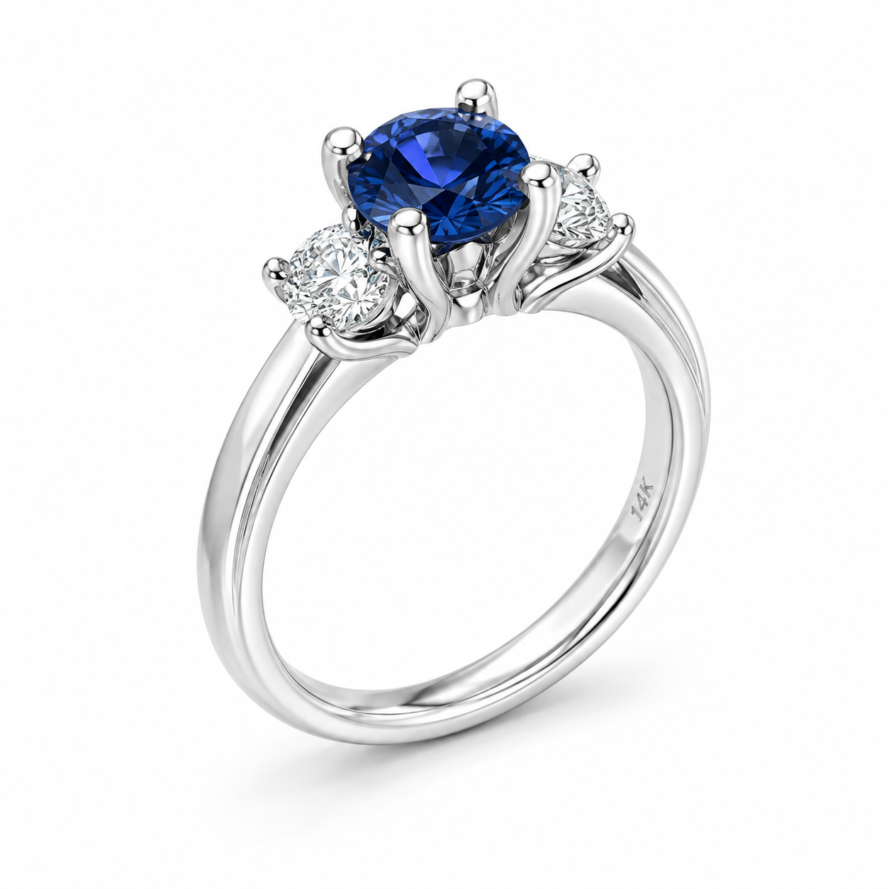 18KW Williams Signature Blue Sapphire Three Stone Ring