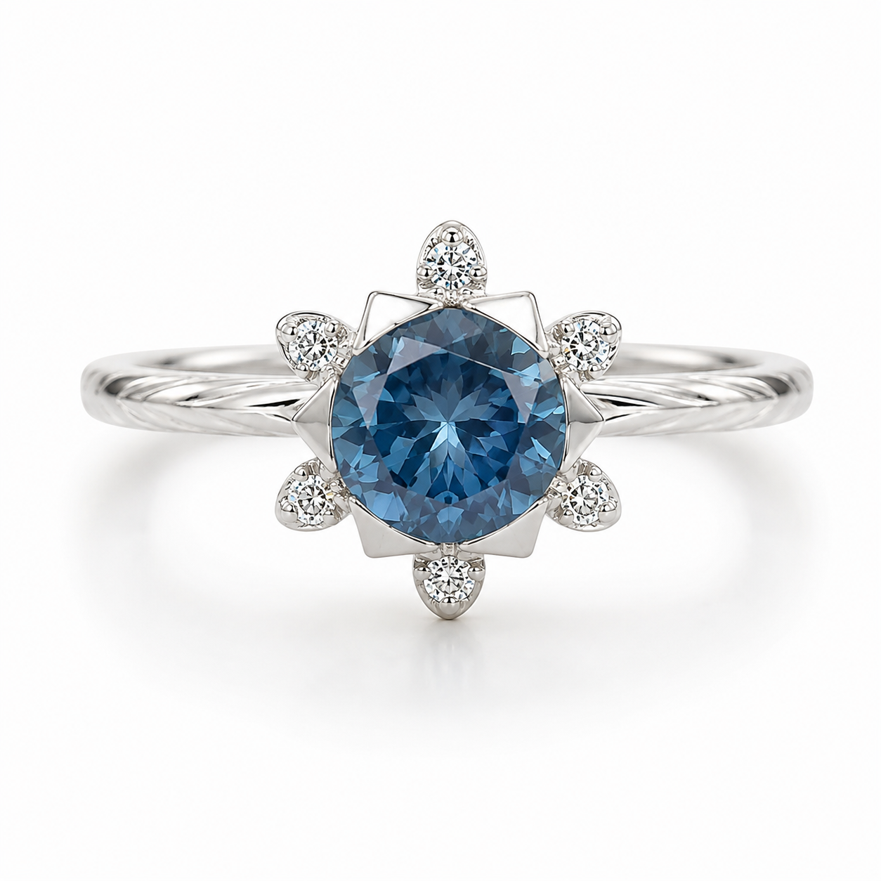 18KW Williams Signature Montana Sapphire Star Ring