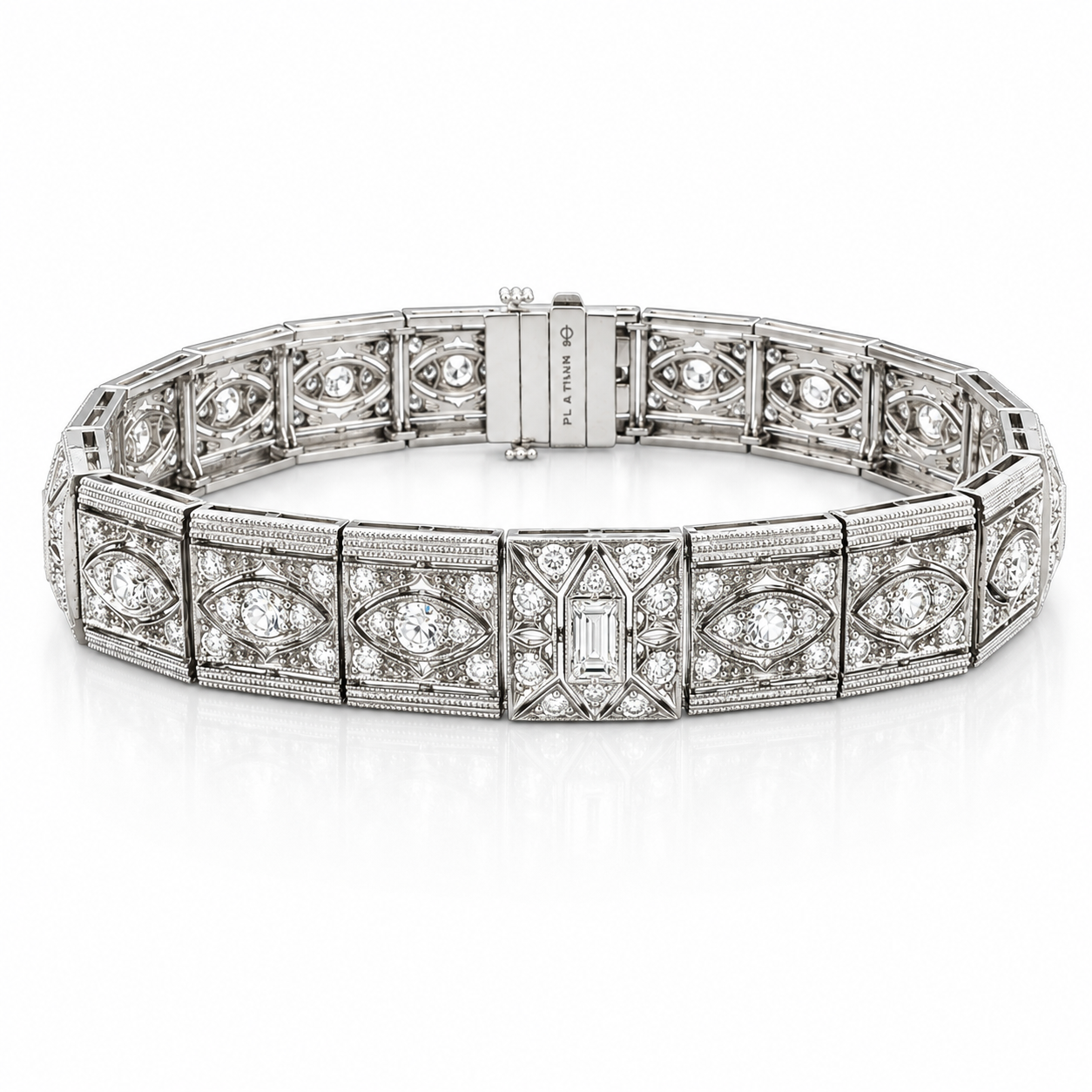 Plattinum Estate Antique Art Deco Diamond Bracelet