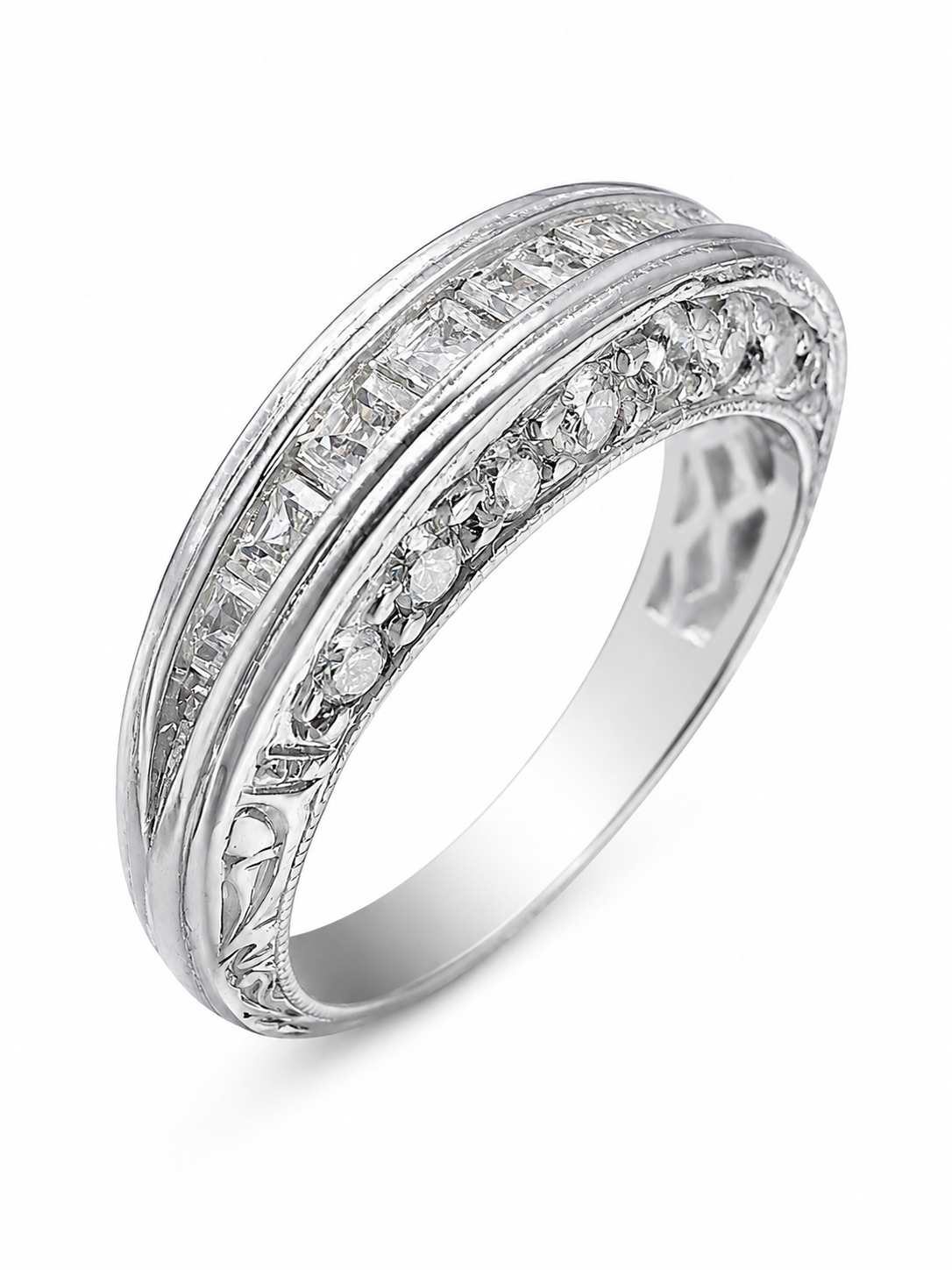 Platinum Estate Diamond Baguette Band