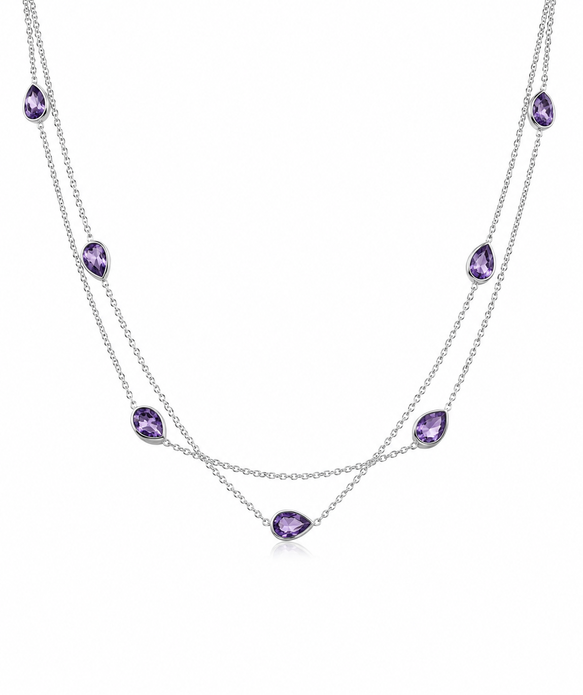 18KW Estate Stationed Amethyst Necklace