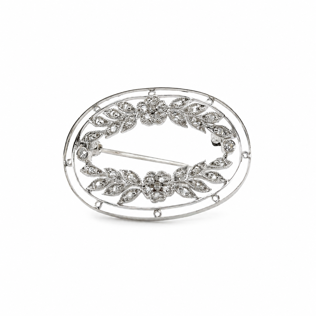 Platinum Estate Diamond Floral Motif Brooch