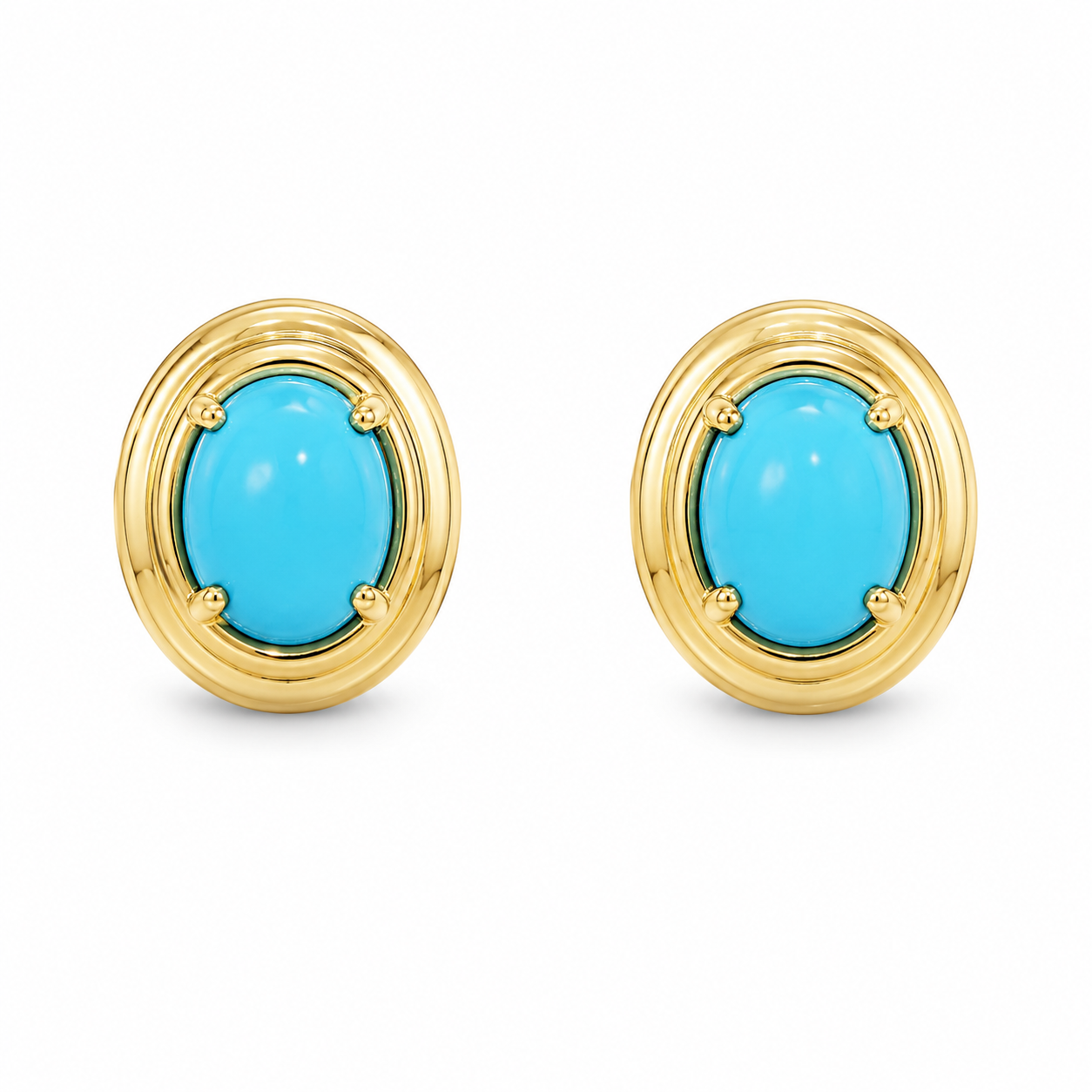 18KY Estate Persian Turquoise Clip On Earrings