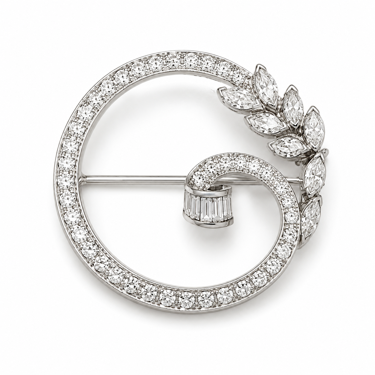 Platinum Estate Diamond Circle Brooch