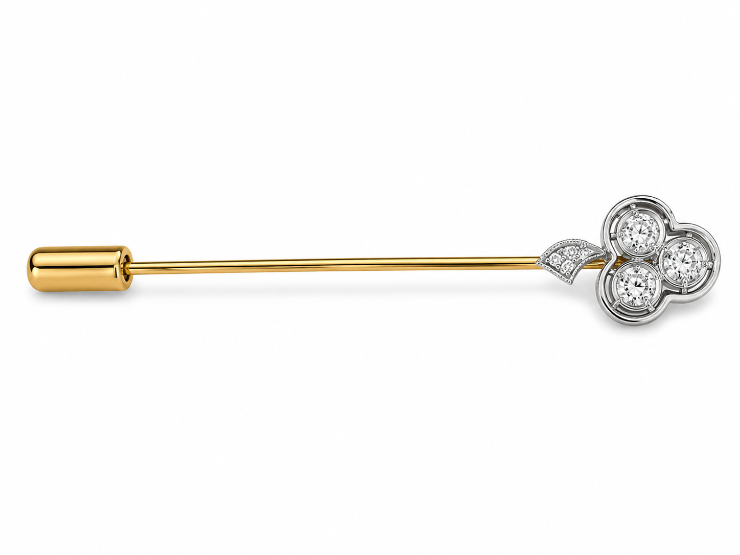 14KY Estate Diamond Clover Accent Stick Pin
