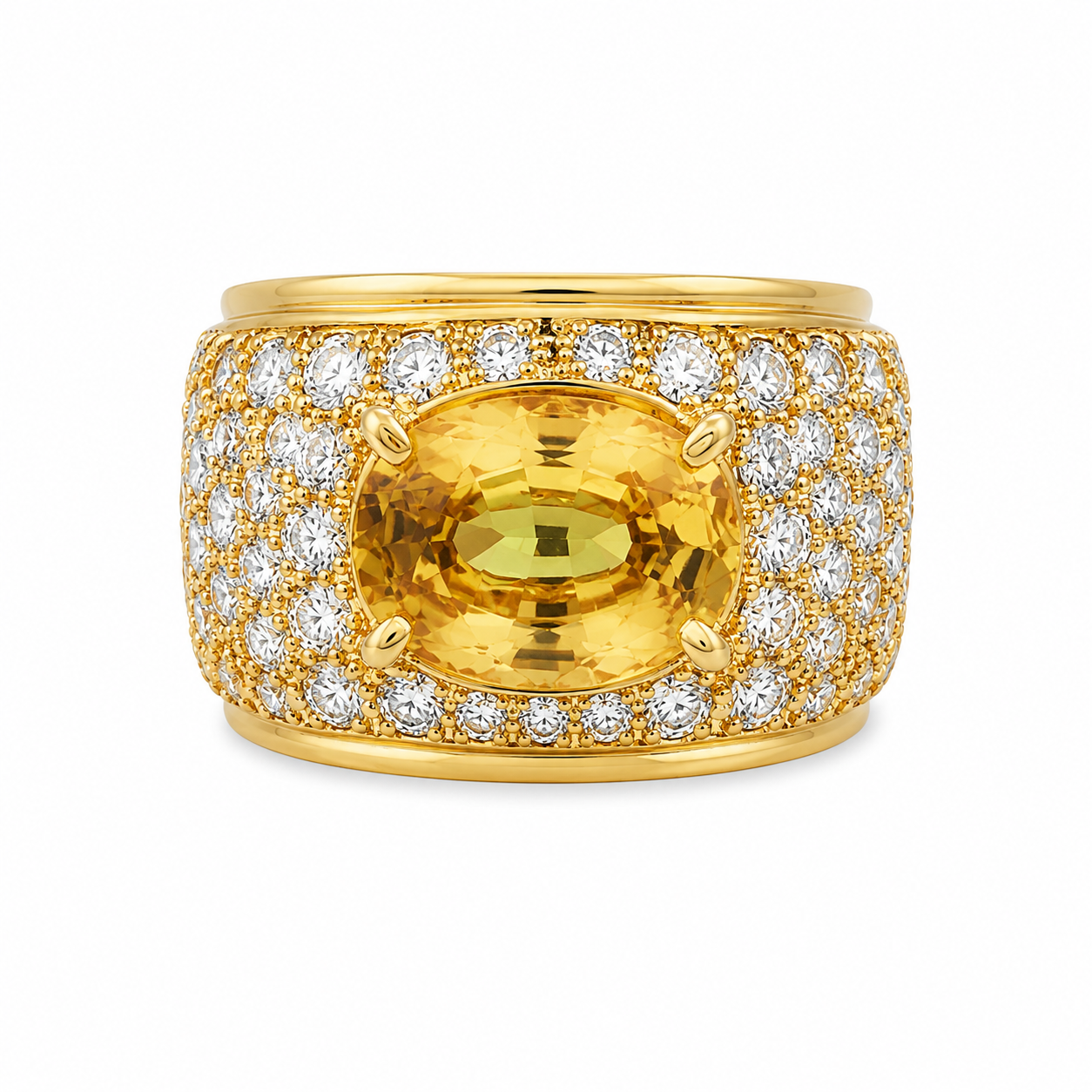 18KY Estate Yellow Sapphire and Diamond Accent Ring