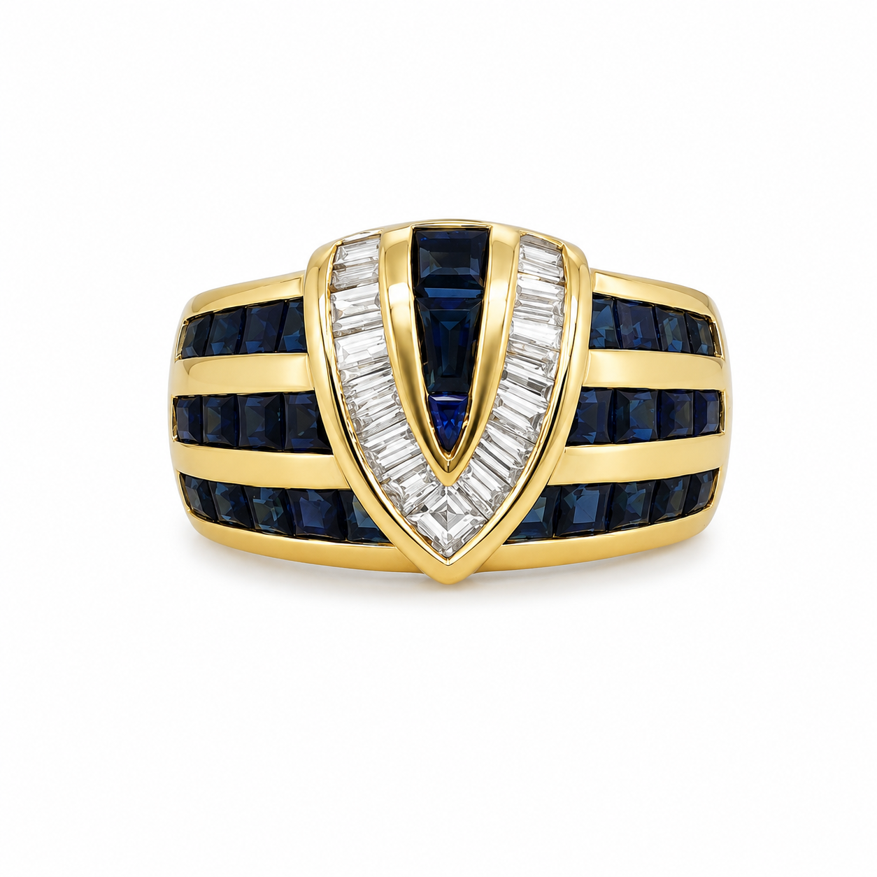 18KY Estate Blue Sapphire and Diamond Accent Ring