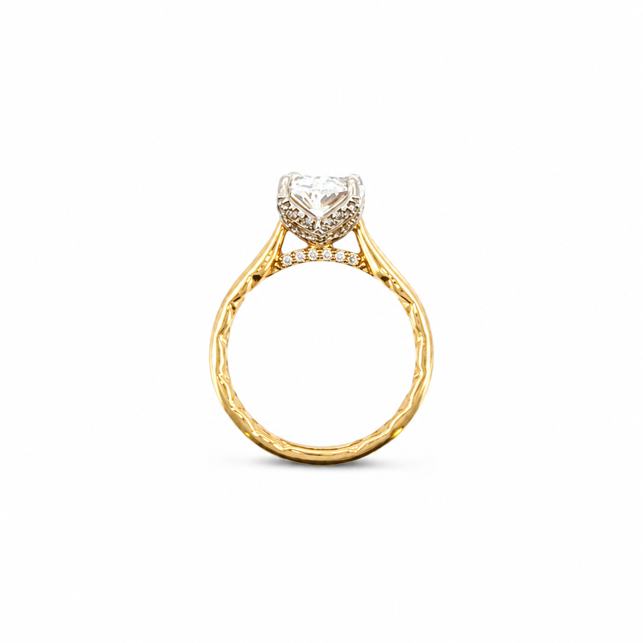 14KY/W A. Jaffe Oval Solitaire Engagement Ring with Petal Diamond Accent