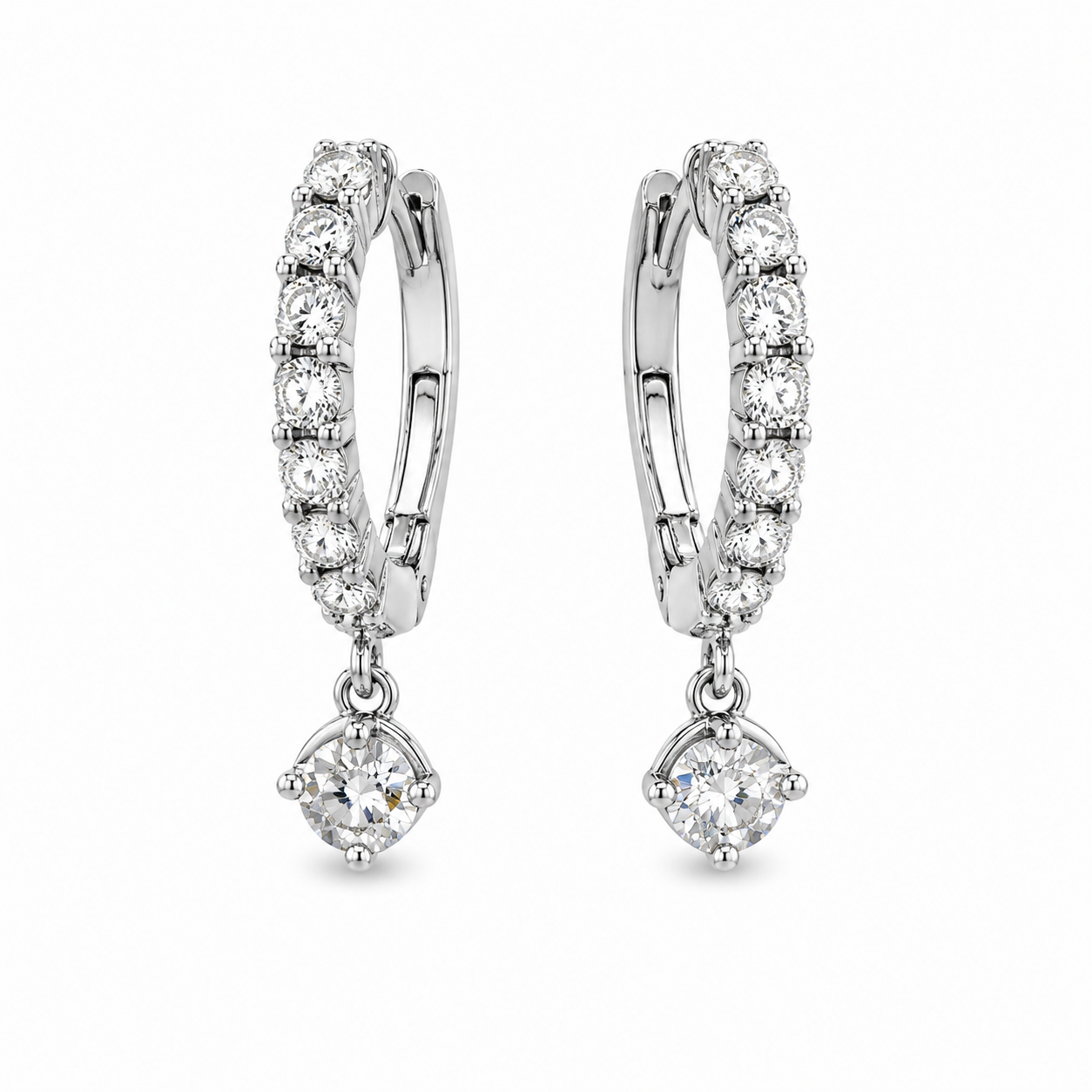 14KW Williams Signature European Cut Diamond Drop Earrings