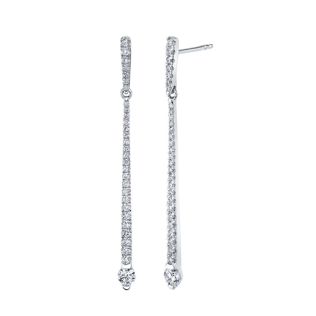 18KW Parade Straight Dangle Diamond Earrings