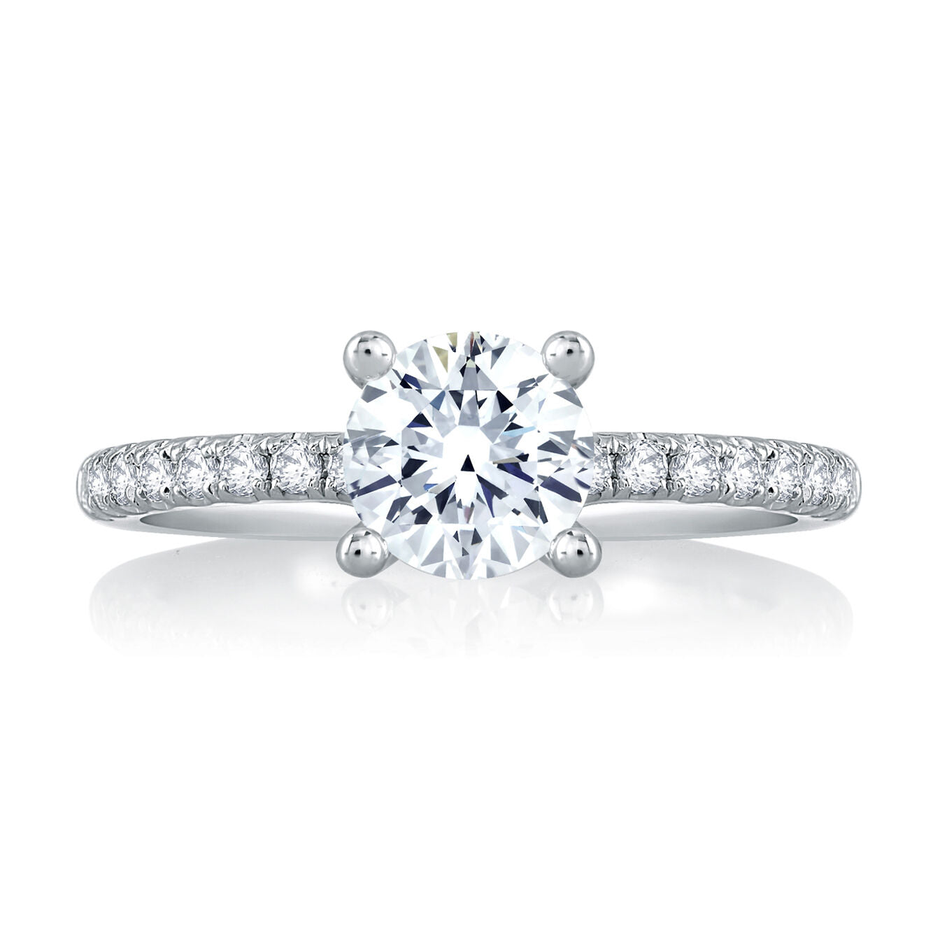 18K WHITE GOLD ROUND DIAMOND ENGAGEMENT RING