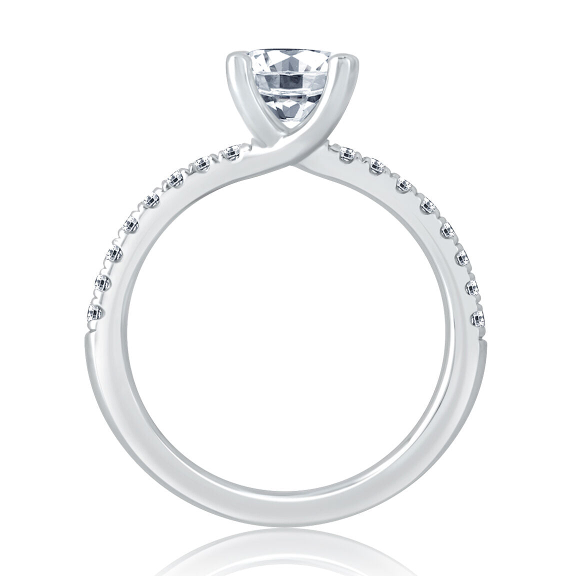 18K WHITE GOLD ROUND DIAMOND ENGAGEMENT RING