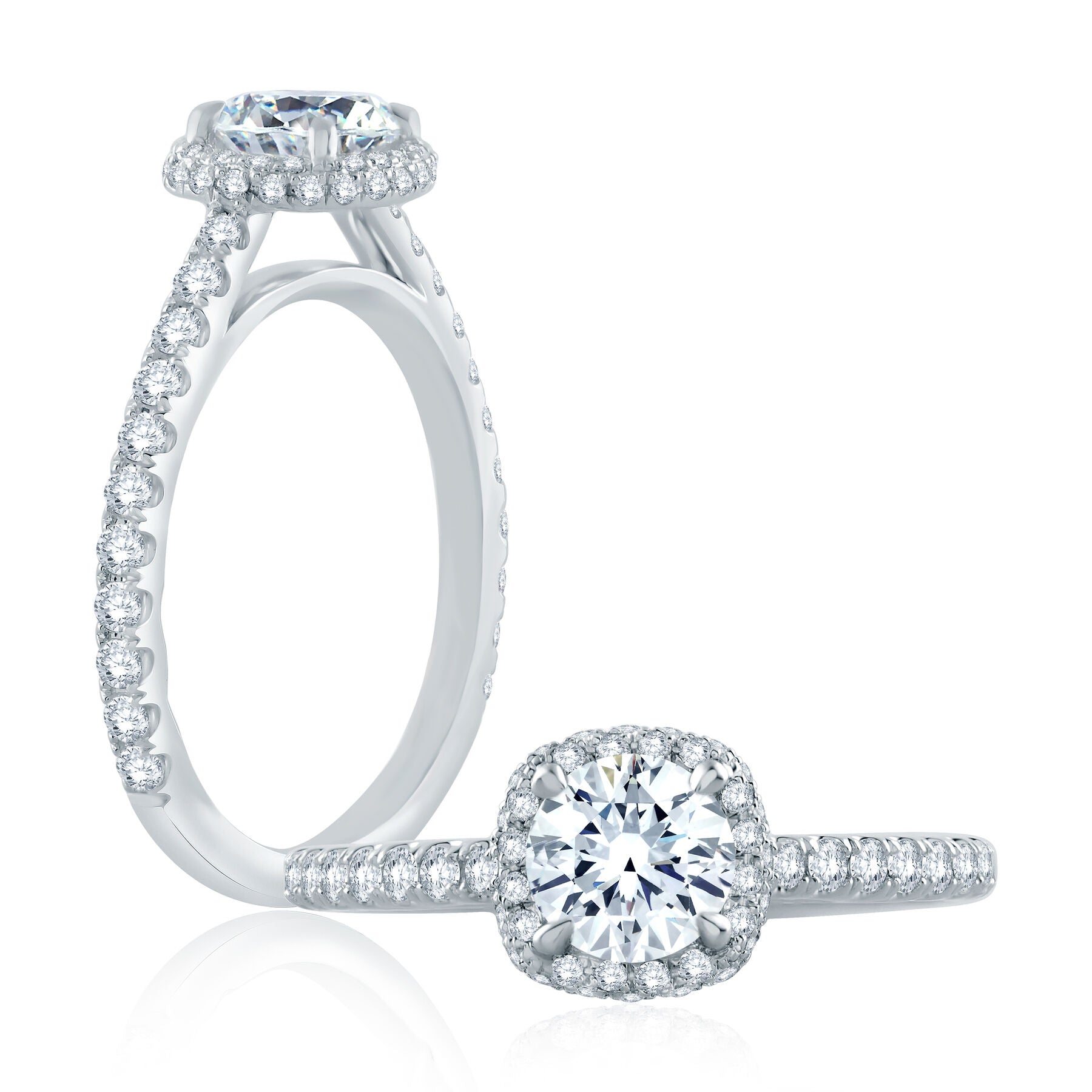 A 14K WHITE GOLD DIAMOND ENGAGEMENT RING