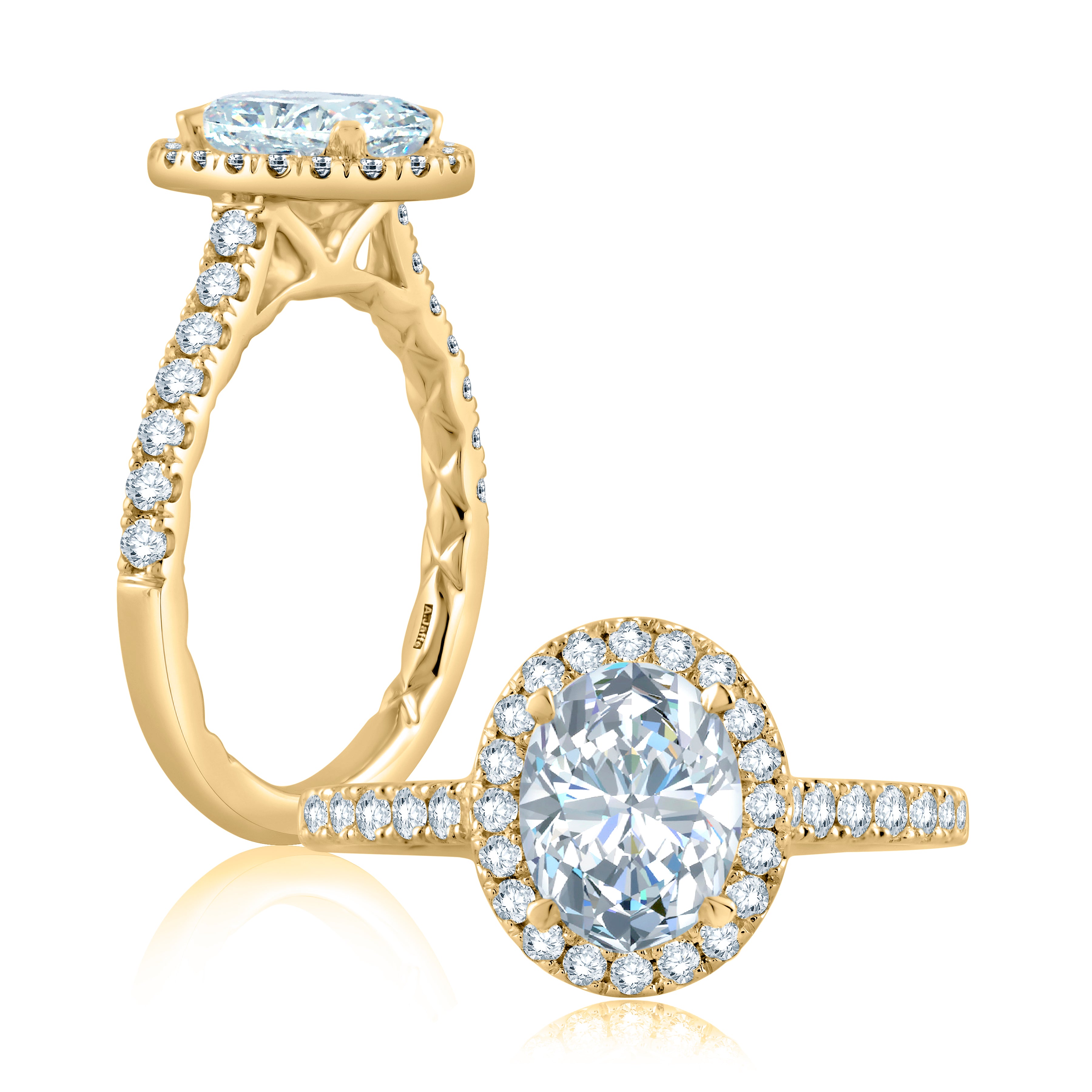 18K YELLOW GOLD OVAL DIAMOND ENGAGEMENT RING
