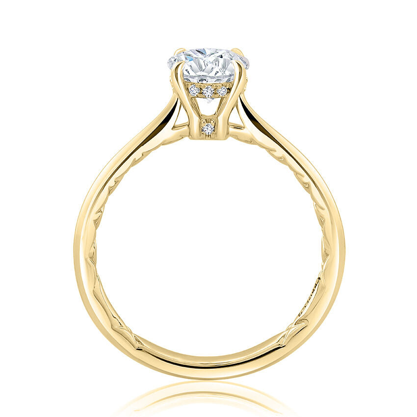 14KY A. Jaffe Oval Solitaire Engagement Ring with Under Halo