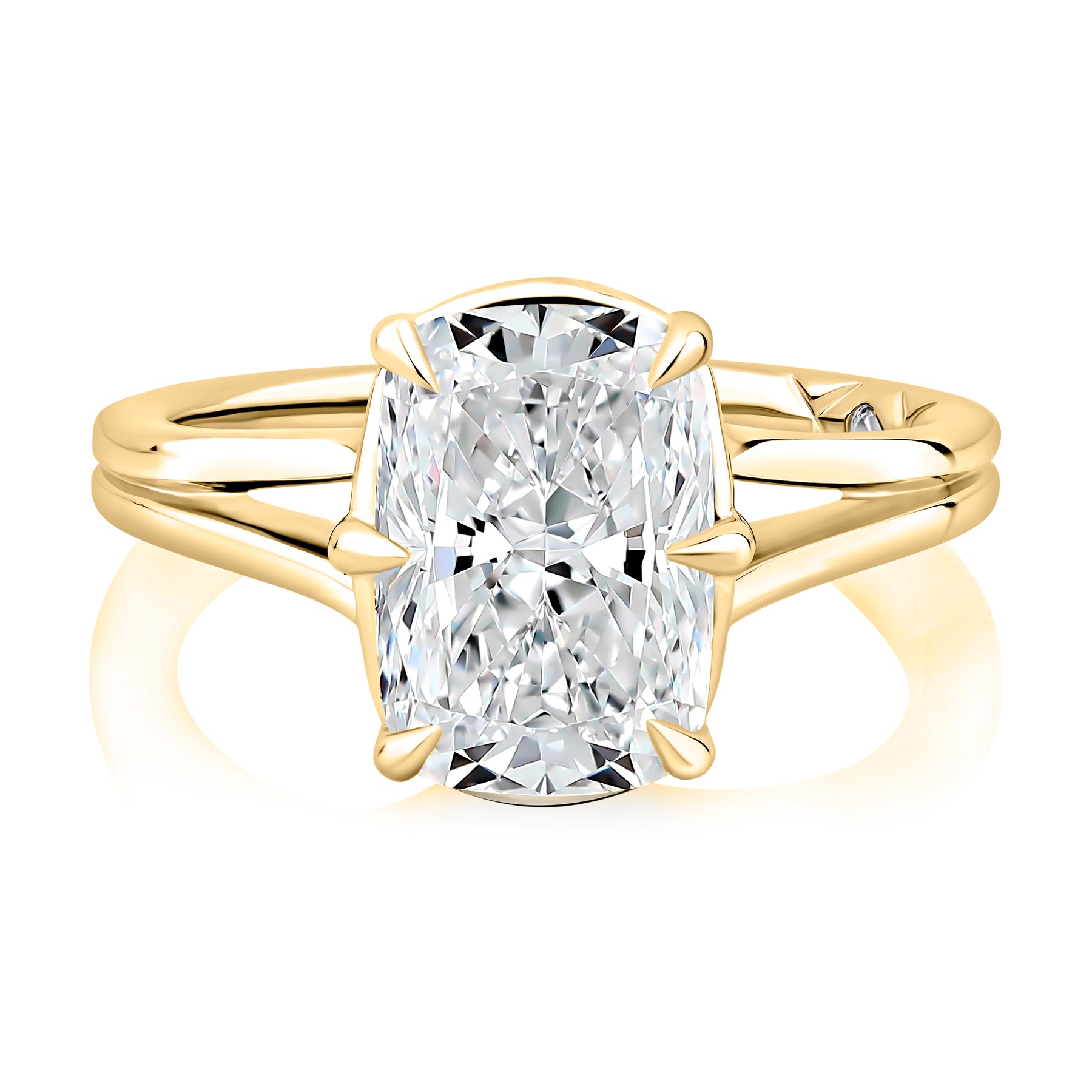 14KY A. Jaffe Elongated Cushion Solitaire with Split Shank Engagement Ring