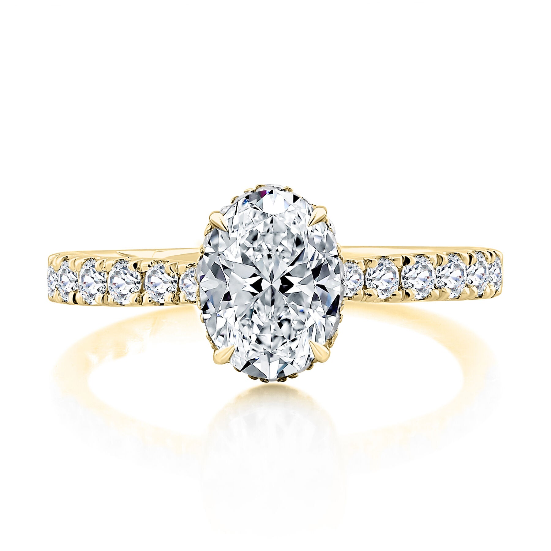 14K YELLOW GOLD DIAMOND UNDER-HALO ENGAGEMENT RING