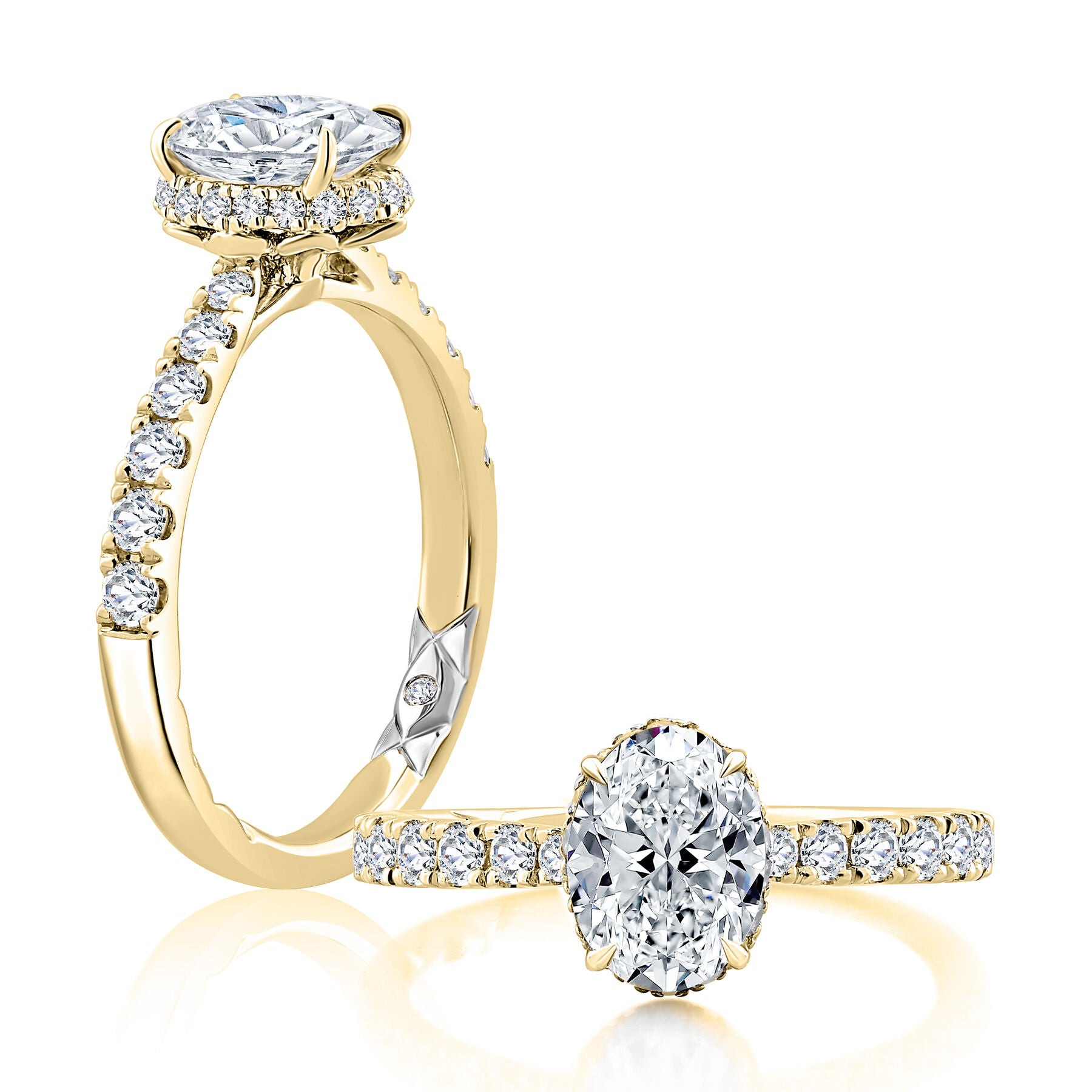 14K YELLOW GOLD DIAMOND UNDER-HALO ENGAGEMENT RING