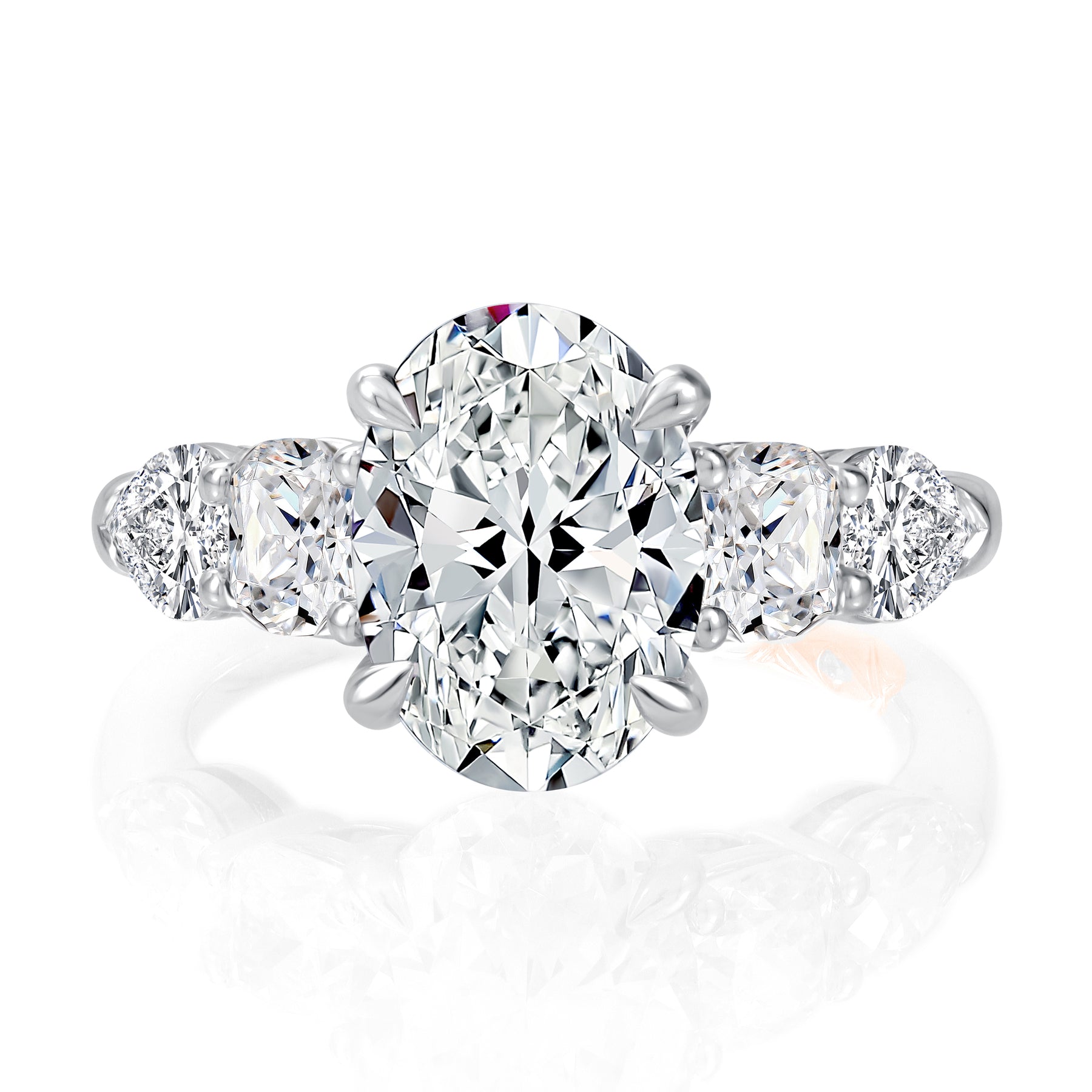 18K WHITE GOLD OVAL ENGAGEMENT RING