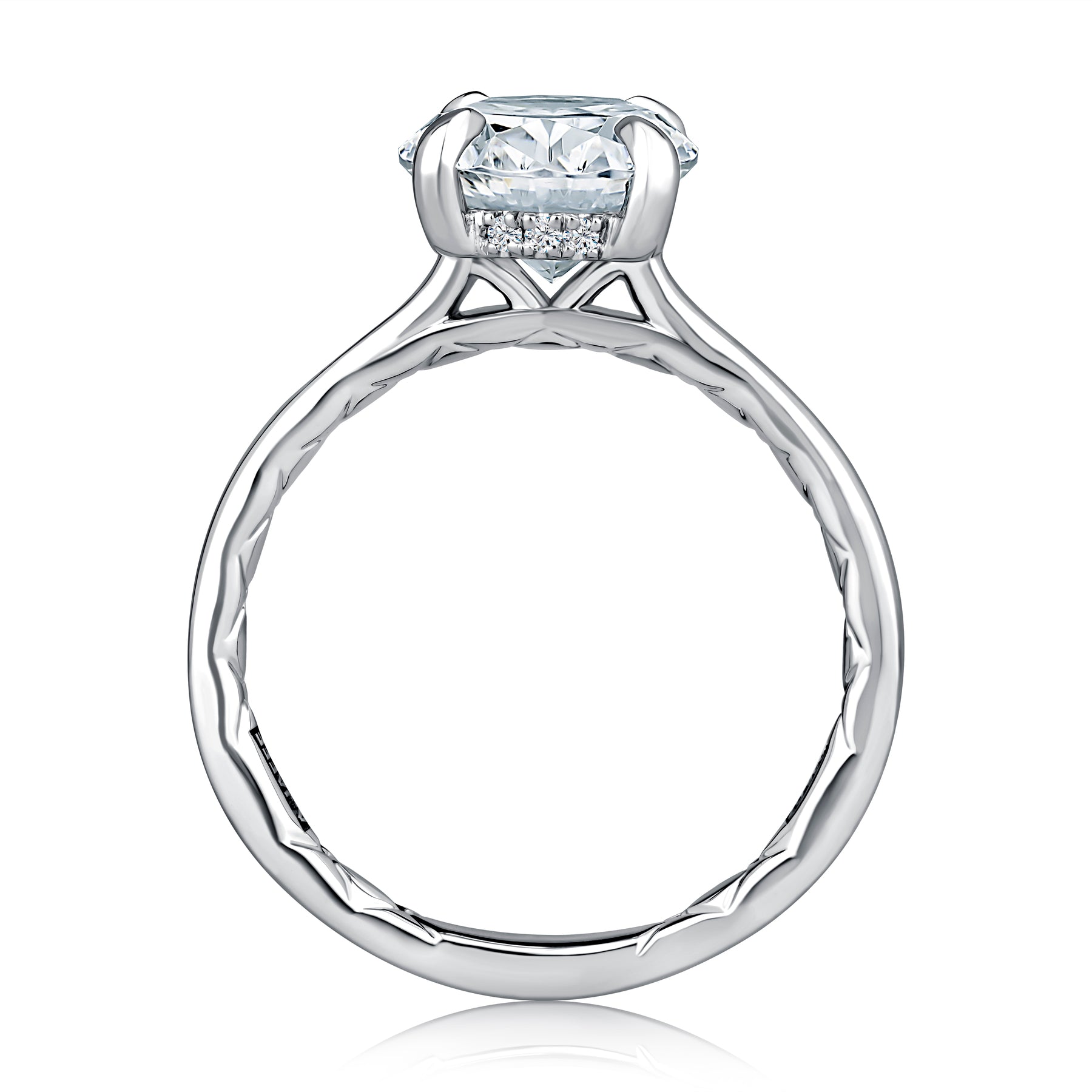 14KW A. Jaffe Oval Solitaire Engagement Ring with Under Halo