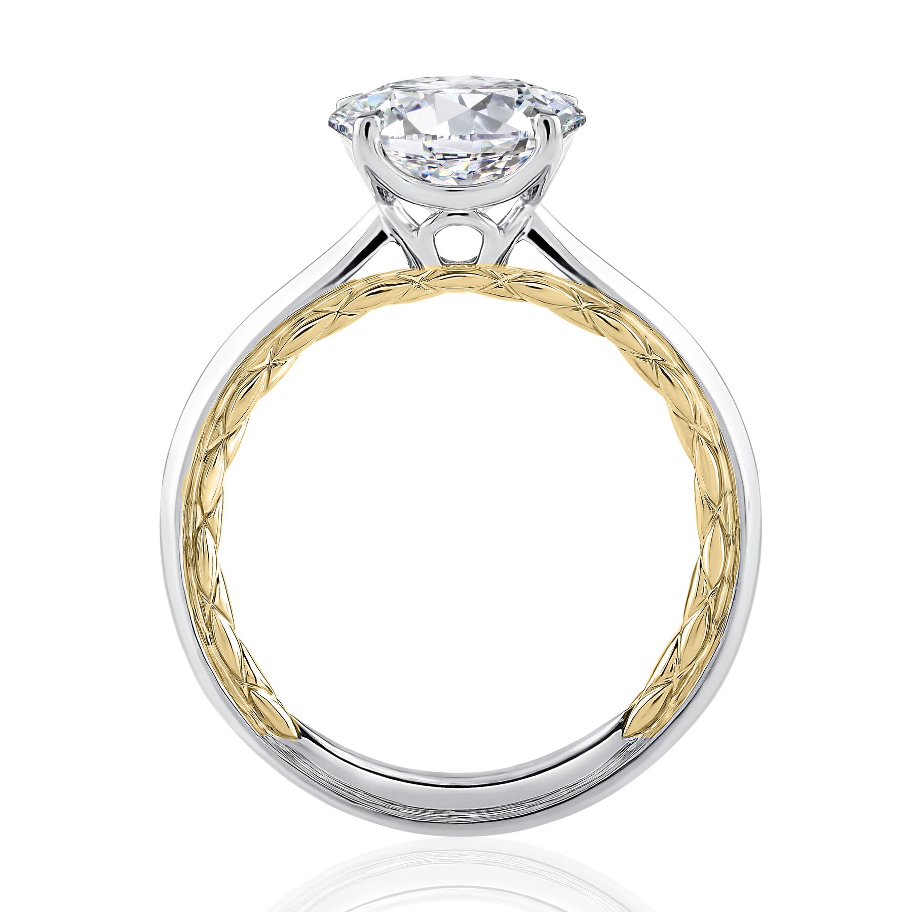 18K WHITE AND YELLOW GOLD SOLITAIRE ENGAGEMENT RING