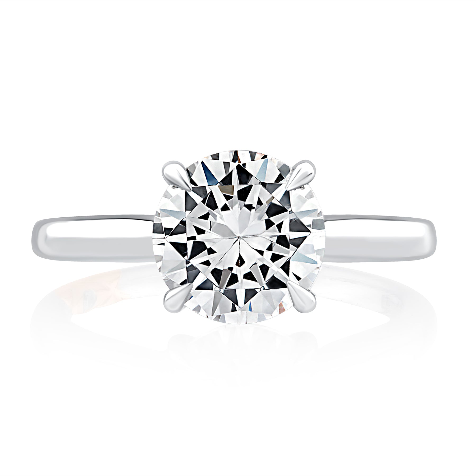 14KW A. Jaffe Round Solitaire Engagement Ring with Diamond Accent