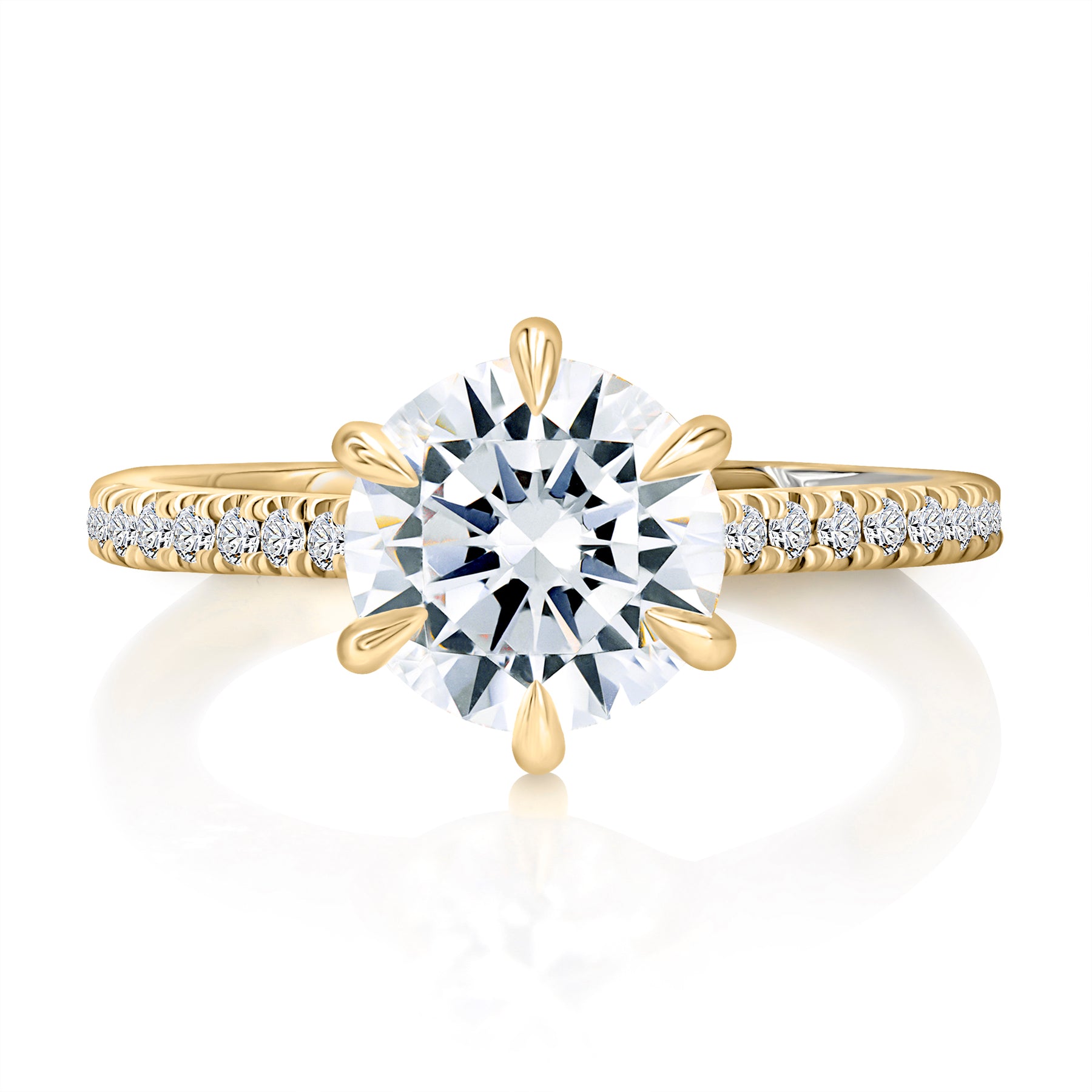 14K YELLOW GOLD DIAMOND ENGAGEMENT RING.