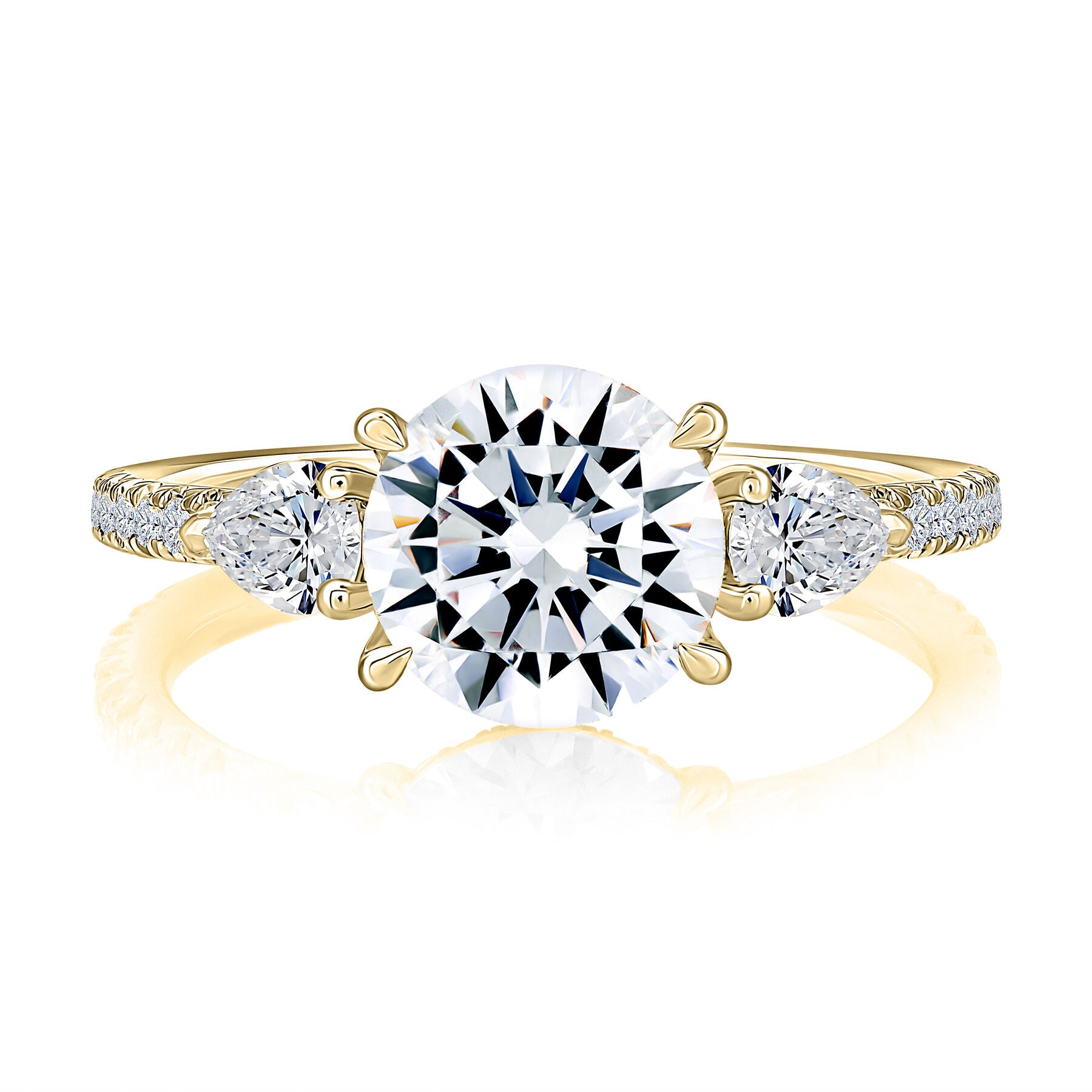 14K YELLOW GOLD 3 TONE DIAMOND ENGAGEMENT RING